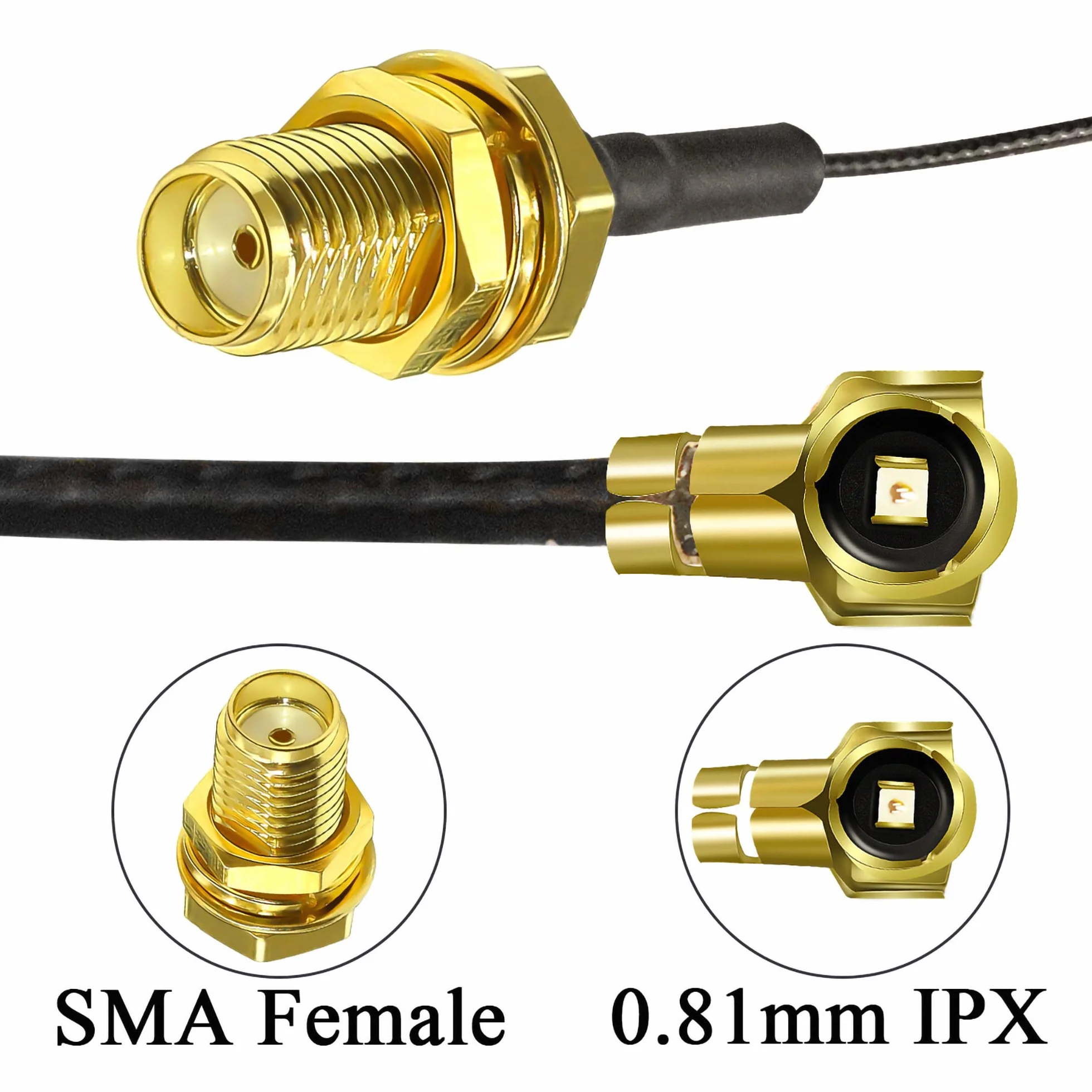 TUOLNK Gniazdo SMA na U.FL IPX Kabel Koncentryczny Bulkhead Pigtail WiFi 0,81 mm 12 cali (30 cm) 5 sztuk