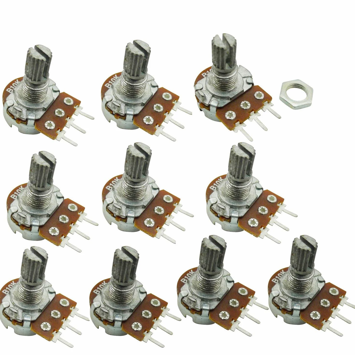 10 szt. B10K 10K Ohm Adjustment Single Linear Rotary Taper Potencjometr Shaft 15 mm