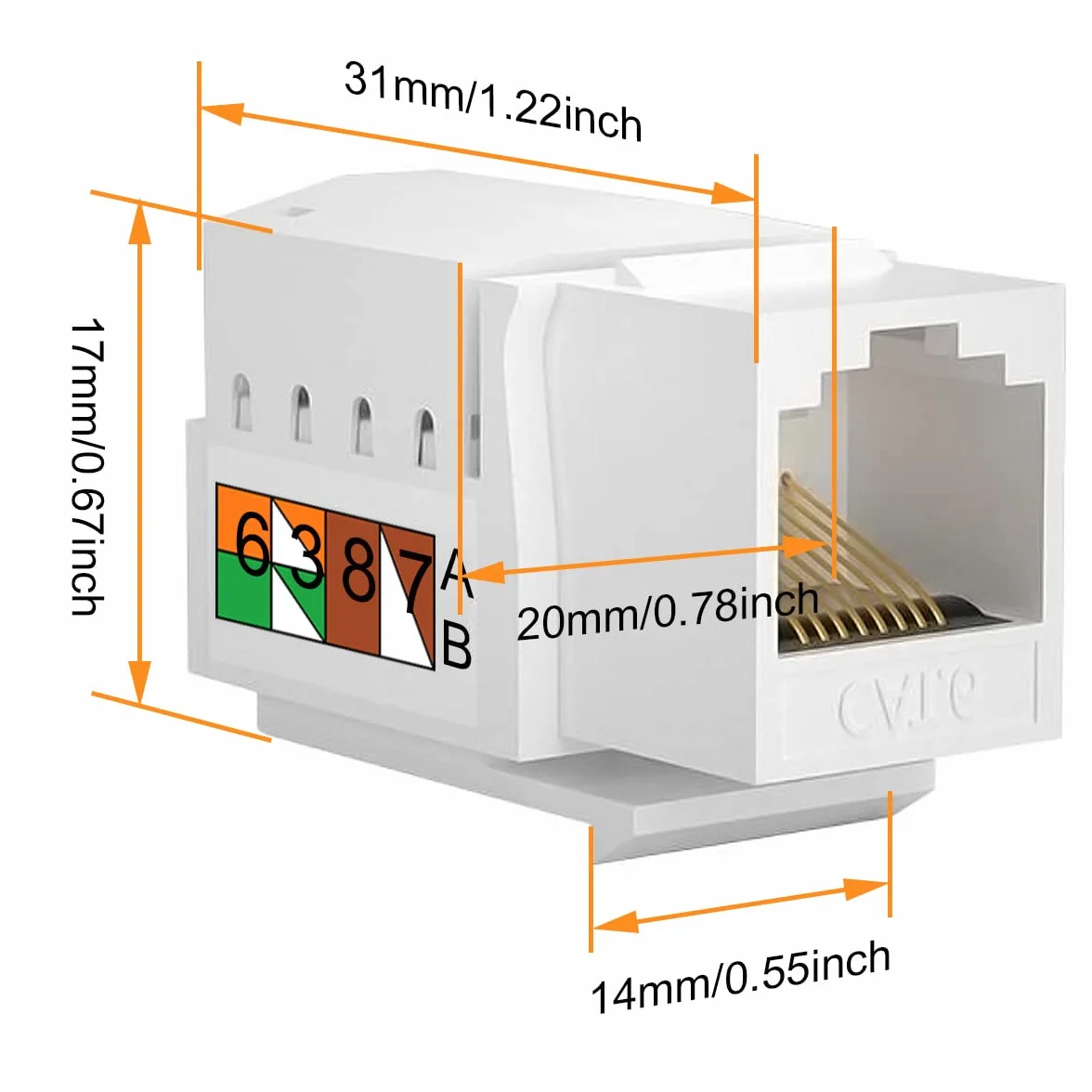 RJ45 Cat6 Keystone Jack, 10PCS Ethernet Wall Jack Inline Coupler Cat6 Network Coupler Cat5/5e/6 Kompatybilny - Cat6 Network Coupler