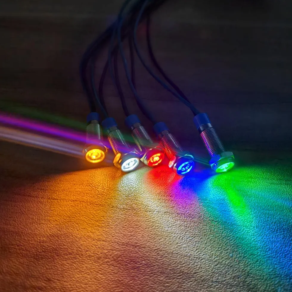 Gebildet 5 Sztuk 8mm 3V-4.5V-5V-6V-7.5V-9Vdc Oszczędność Energii Led Metalowy Wskaźnik Świetlny Wodoodporna Lampka Sygnalizacyjna Z Przewodem (Czerwony/Pomarańczowy/Niebieski/Zielony/Biały)