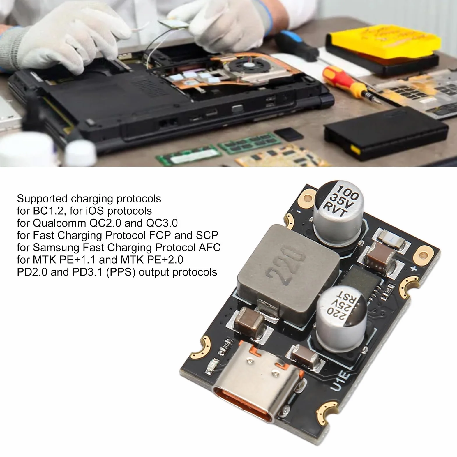 Moduł Szybkiego Ładowania PD65W Zasilanie 65W Typu C PD3.1 QC3.0 Płyta DC 8-32V