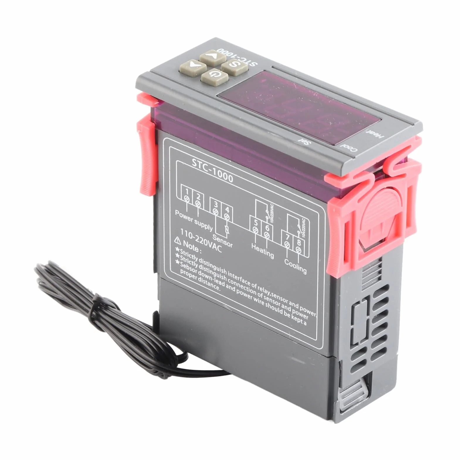 ViaGasaFamido Uniwersalny Cyfrowy Regulator Temperatury Fahrenheit STC-1000 Cyfrowy Termostat Termostat Chłodzenia i Ogrzewania(AC110~220V),Termostat