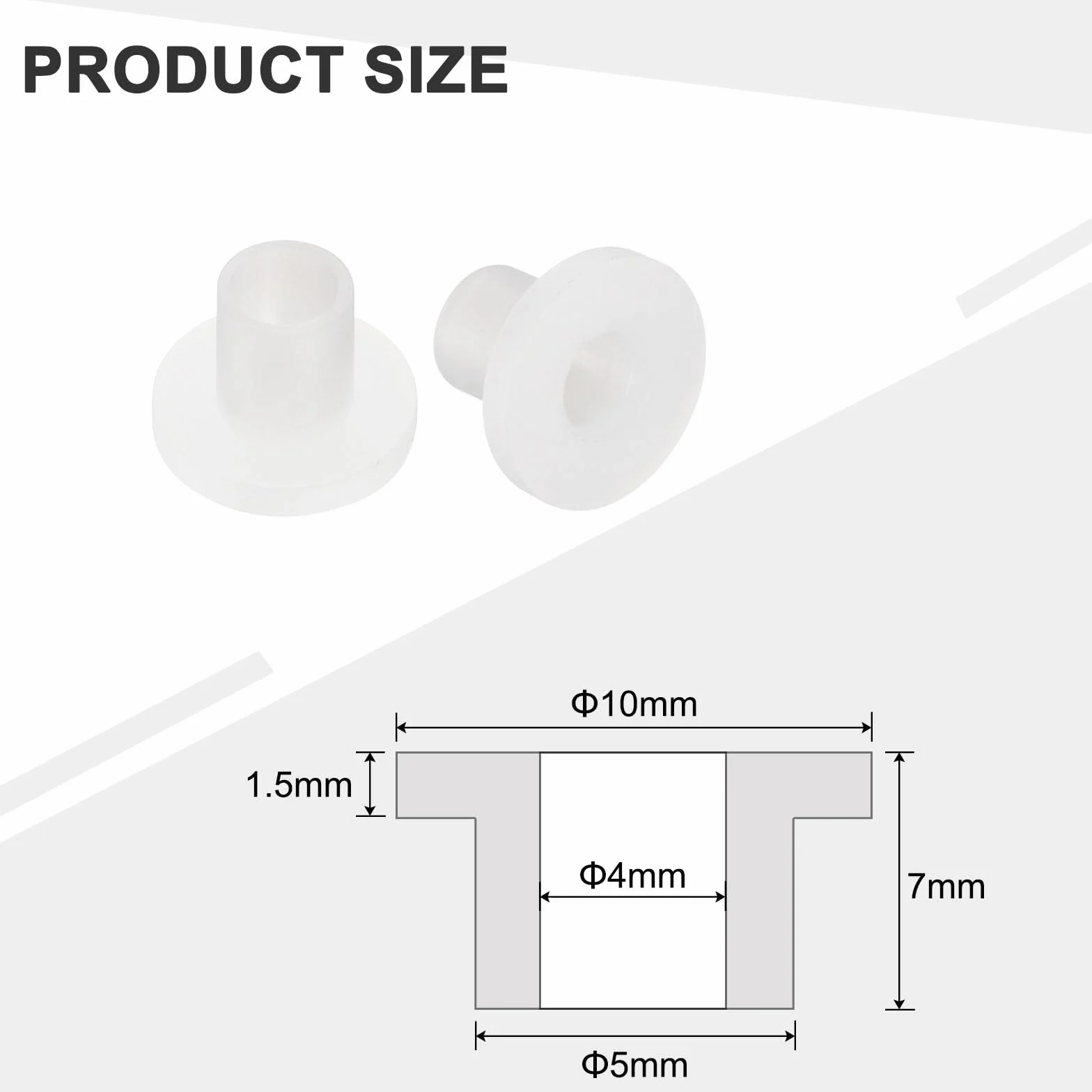 QUARKZMAN 24 sztuki tulejek kołnierzowych z tworzywa sztucznego ID 4 mm x OD 5 mm x długość 7 mm tuleje nylonowe, białe