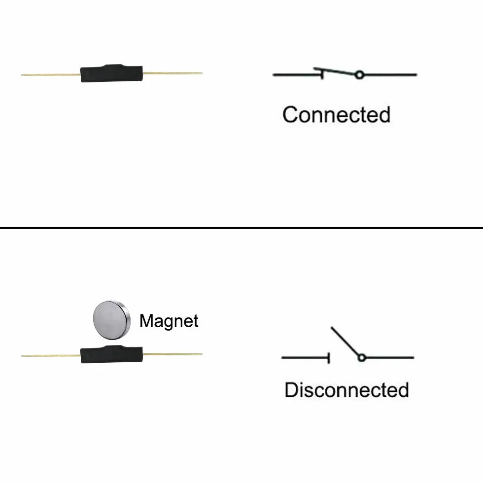 Gebildet 10 szt. plastikowy przełącznik trzcinowy styk trzcinowy normalnie zamknięty magnetyczny przełącznik indukcyjny (3 mm × 14 mm) z 10 szt. małych uniwersalnych okrągłych magnesów