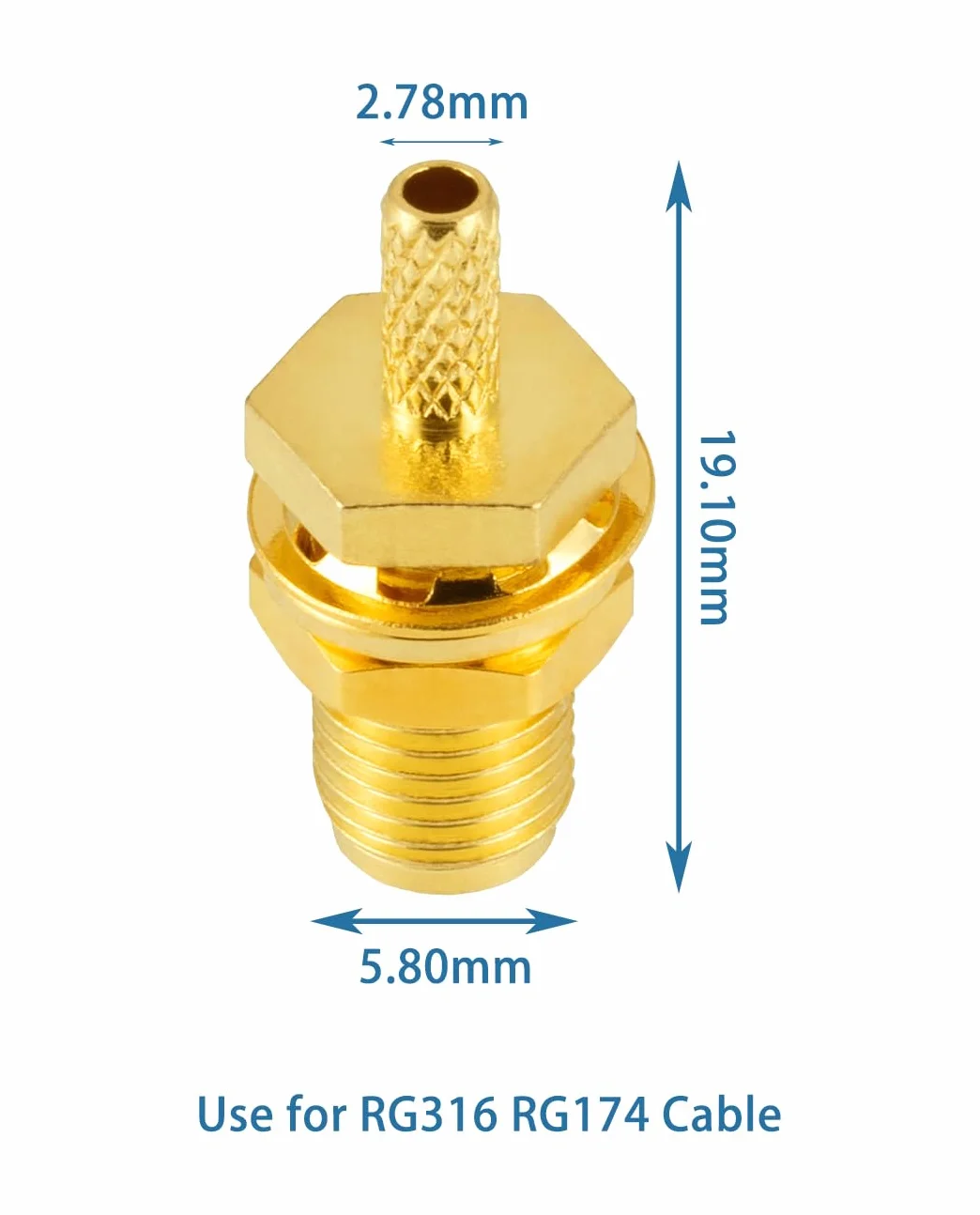 Vecys 10 PCS SMA Złącza SMA Żeński Grodziowe Złącze Zaciskane dla RG316 RG174 Kabel Koncentryczny RF