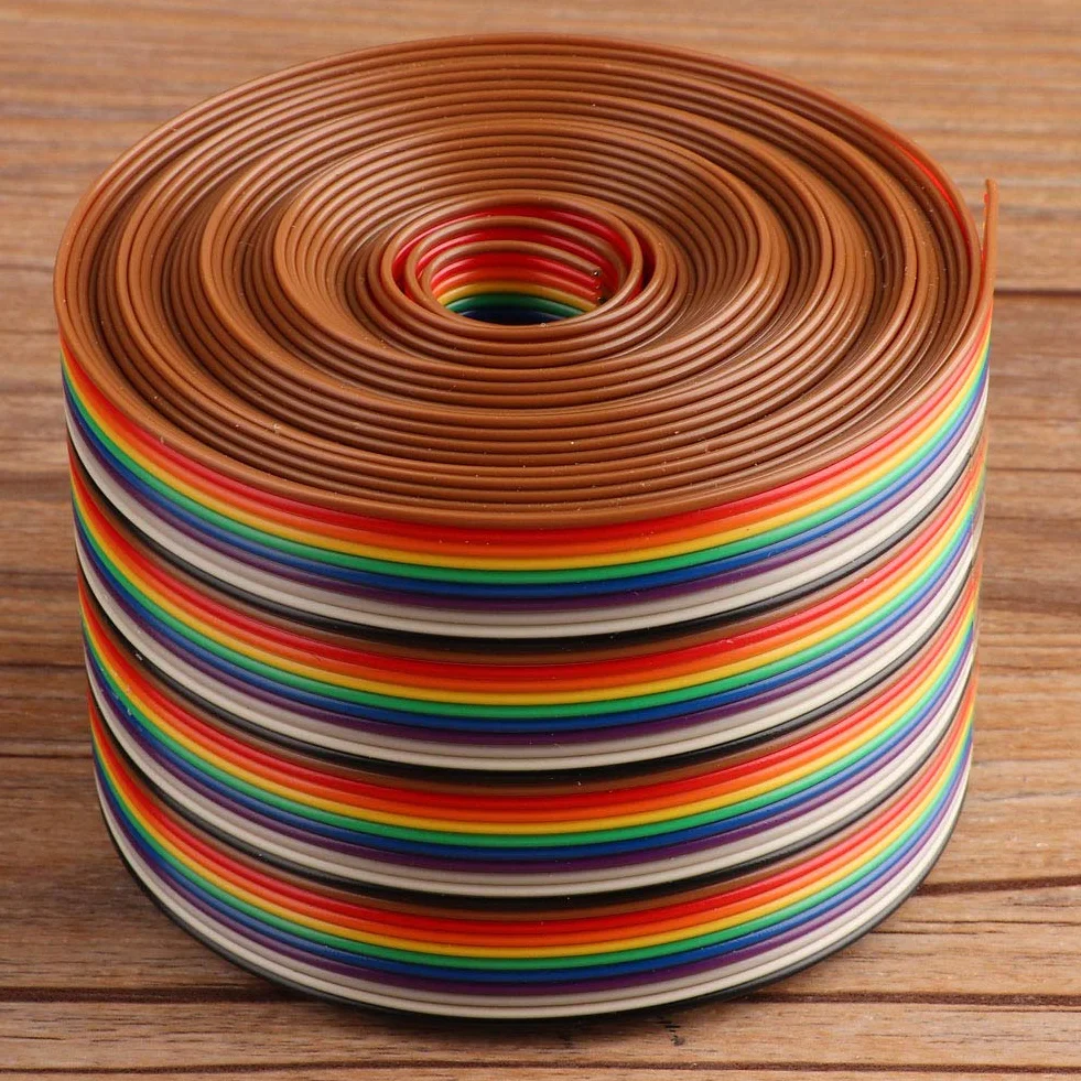 40P Tęczowy Przewód Taśmowy Przewód Kolorowy 1,27 mm Rozstaw Przewód Płaski Szerokość 5,08 cm dla Złączy (2 metry)