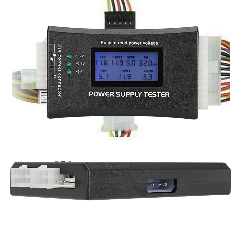 20Pin/24Pin ATX LCD Tester Zasilania Komputera do Złącza ATX, BTX, ITX, TFX i Przewodu P4/P6/P8/SATA/IDE PC Power Tool
