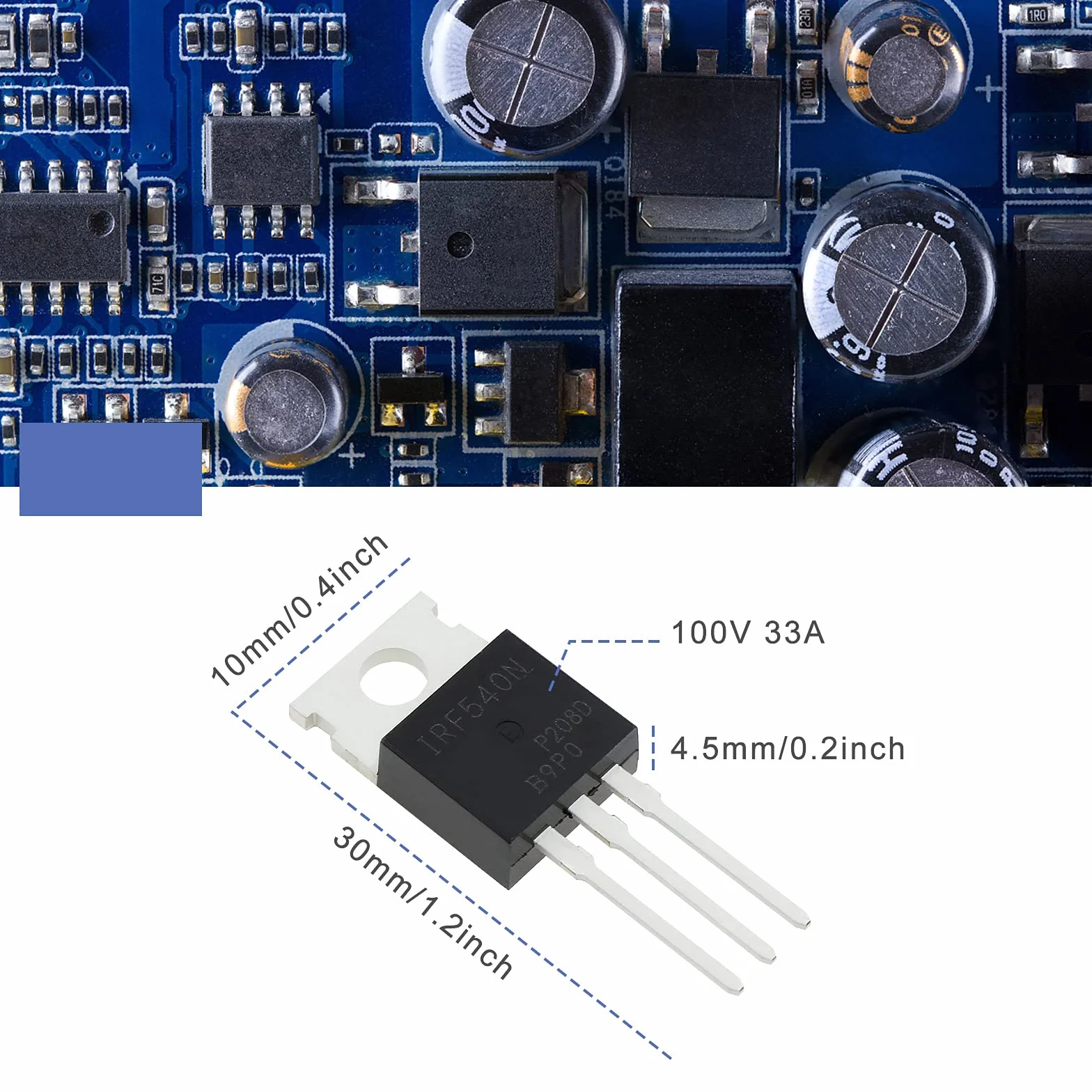 ECSiNG 10 x N-kanałowy tranzystor MOSFET IRF540N ESD znamionowy TO-220 33 A 100 V 3-pinowy międzynarodowy prostownik do przemysłu domowego i majsterkowania