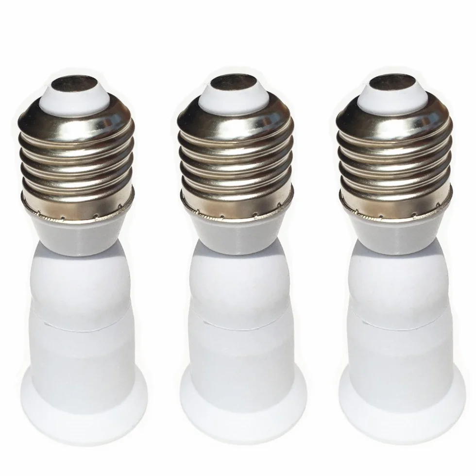 3 sztuki białe 95 mm przedłużenie E27 na E27 lampy LED adapter podstawowy