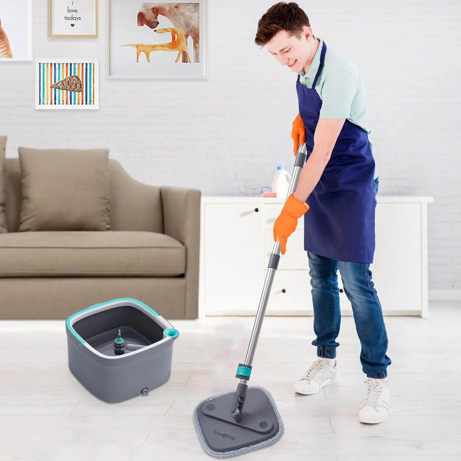 Sgizoku Uniwersalna podkładka do mopa do kwadratowego mopa obrotowego i wiadra – wkłady do mopa z mikrofibry do mopa podłogowego – zmywalna i wielokrotnego użytku osłona mopa zamiennik do czyszczenia