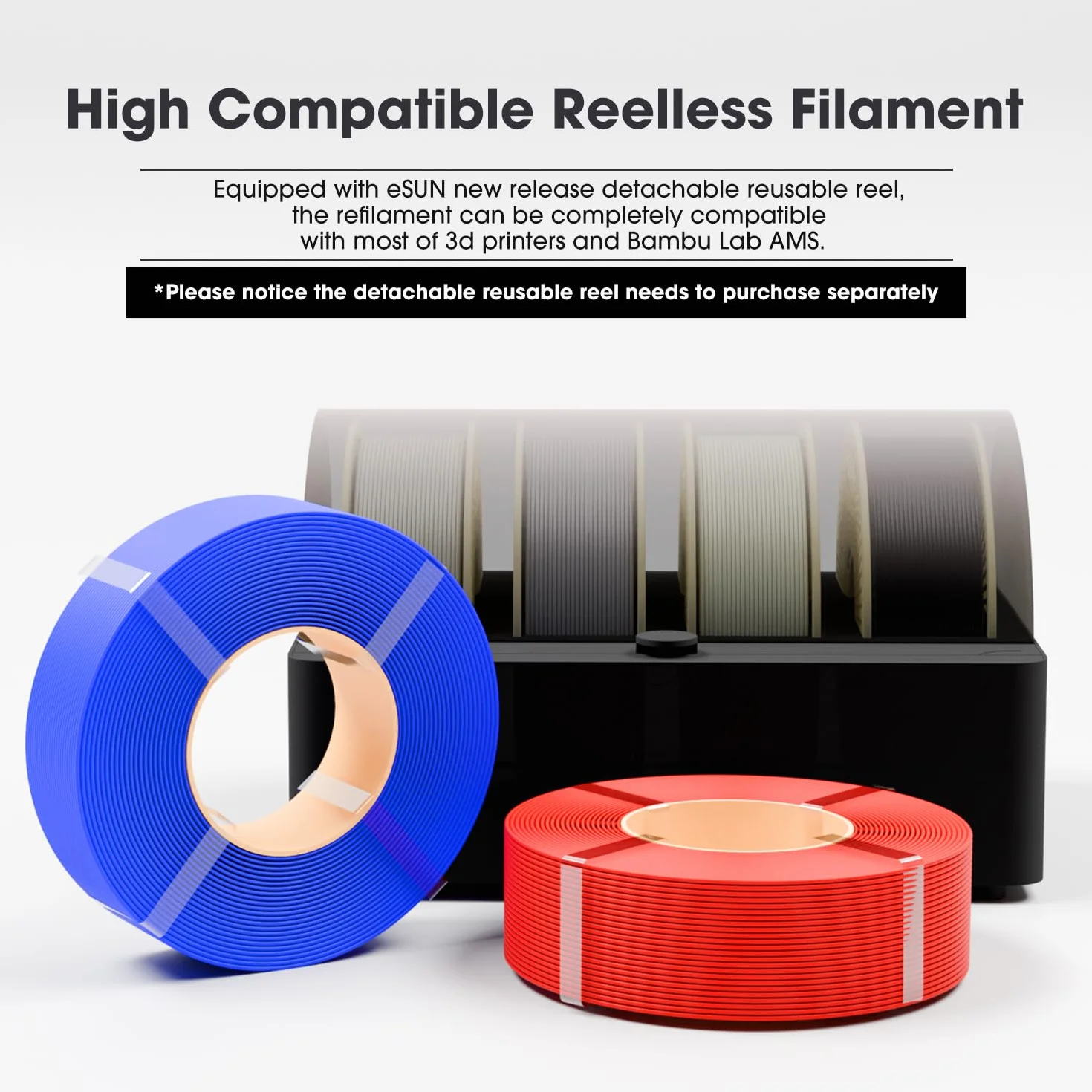 eSUN PLA Refill Filament 1,75 mm, bezszpulowy filament do druku 3D, dokładność wymiarowa +/- 0,05 mm, szpula 1 kg (2,2 LBS), szybki filament PLA do drukarek szybkobieżnych (Ognista czerwień, 1KG)