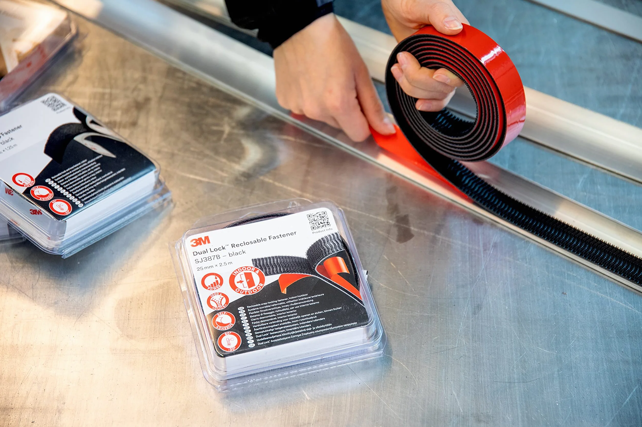 3M Dual Lock SJ3560, system mocowania wielokrotnego użytku, półprzezroczysty wygląd (szkło, szkło akrylowe (PMMA), poliwęglan) - 19 mm x 10 cm, półprzezroczysty, grubość: 5,7 mm (1 opakowanie)