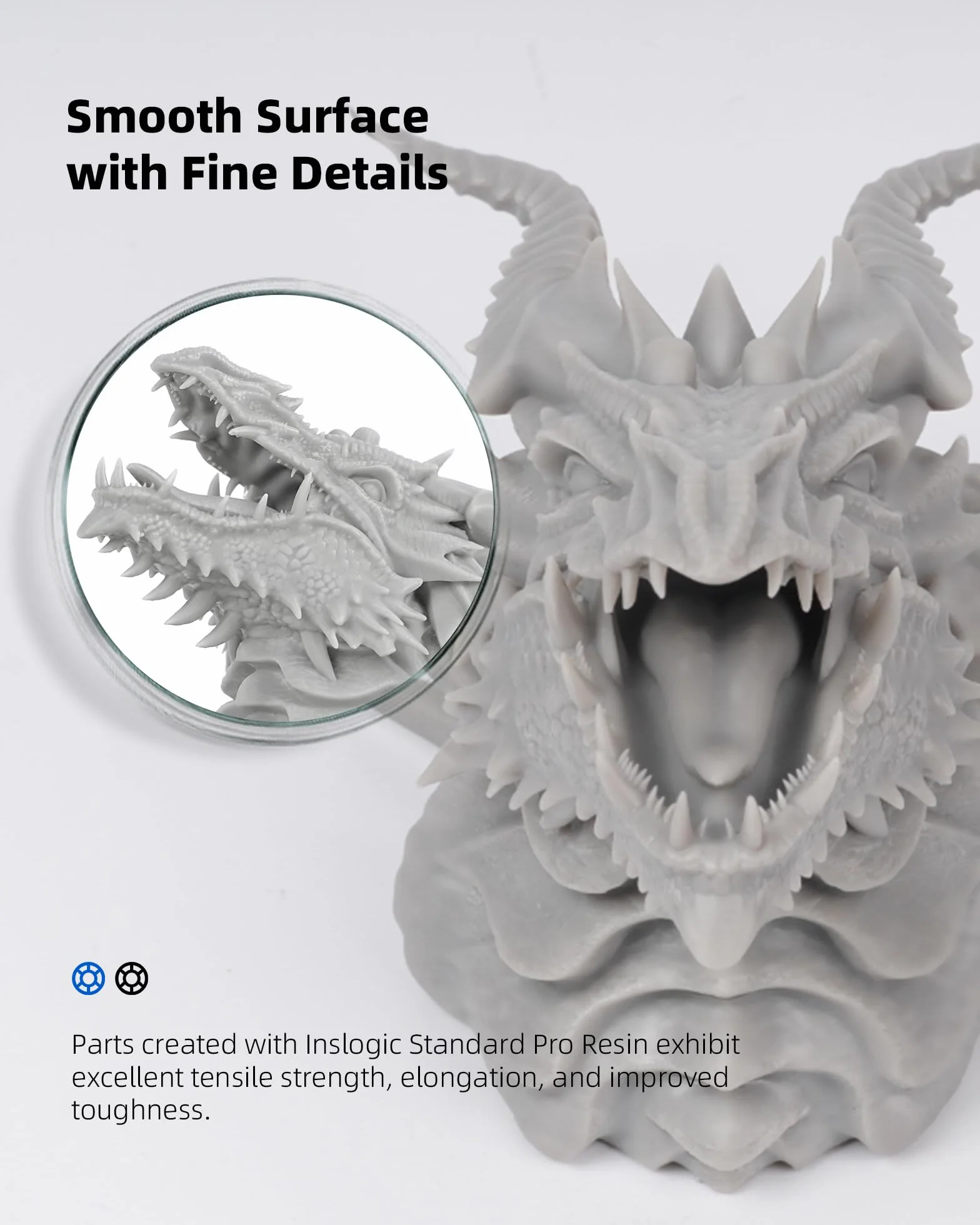 Inslogic Żywica do drukarki 3D, Standard Pro Resin 405nm UV-Curing 3D Resin do druku LCD/DLP/SLA 3D, wysoka precyzja, niski skurcz i szybkie utwardzanie (ciemnoszary, 1kg)