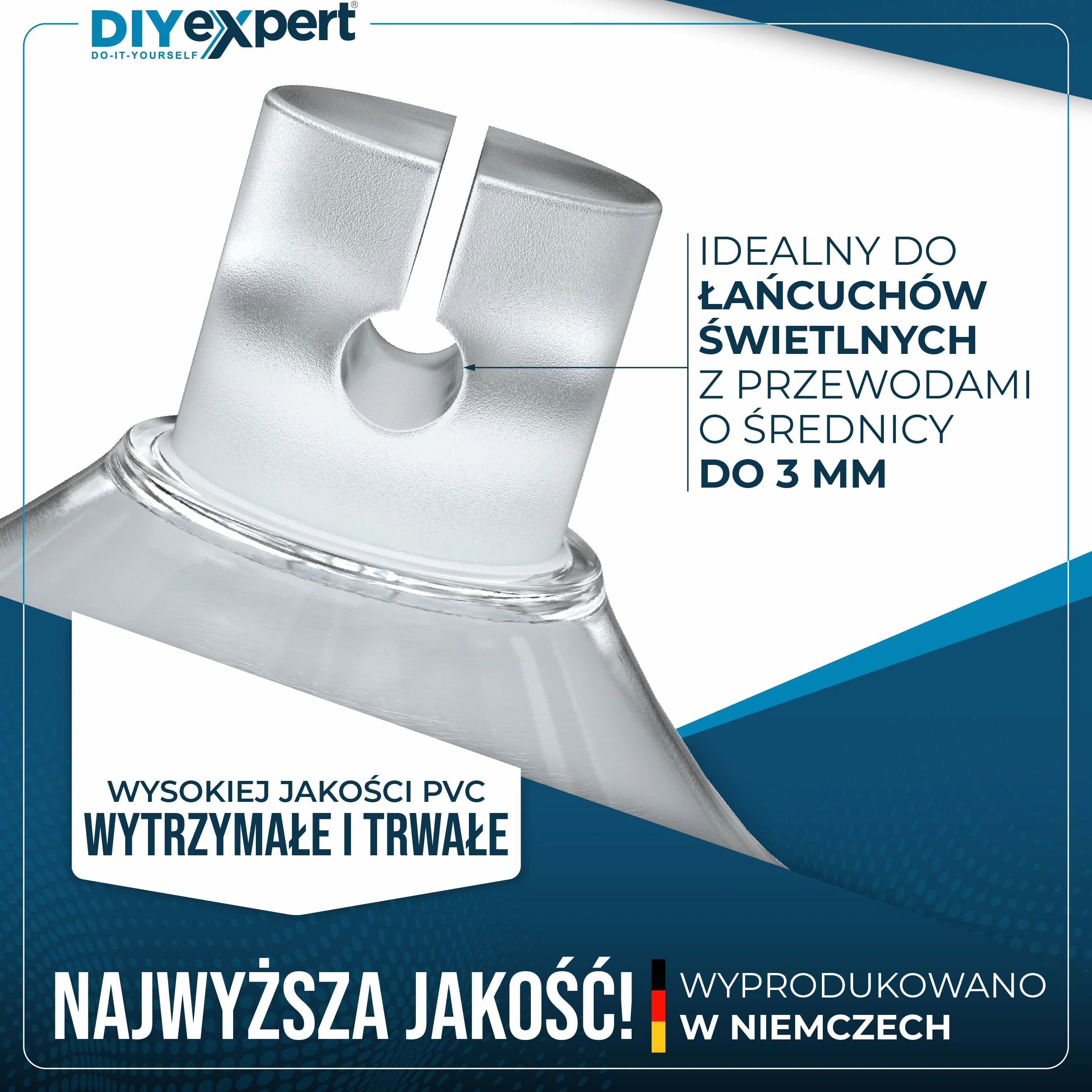 Przyssawka do łańcuchów świetlnych Ø 20 mm, haczyk z przyssawką, 50 sztuk
