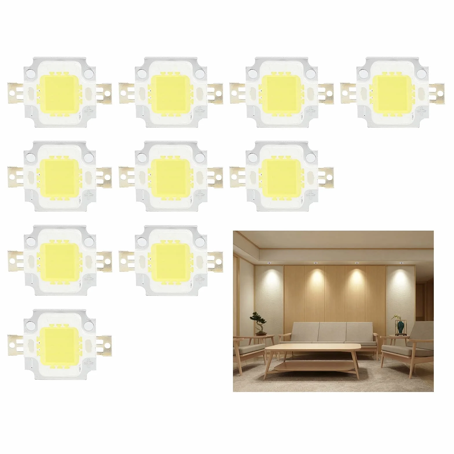 10 Sztuk LED Chip Źródło Światła COB 10 W 6500 K 12 V 700 mA Czyste Biały Emiter Diody Lampy DIY Akcesoria do Koraliki