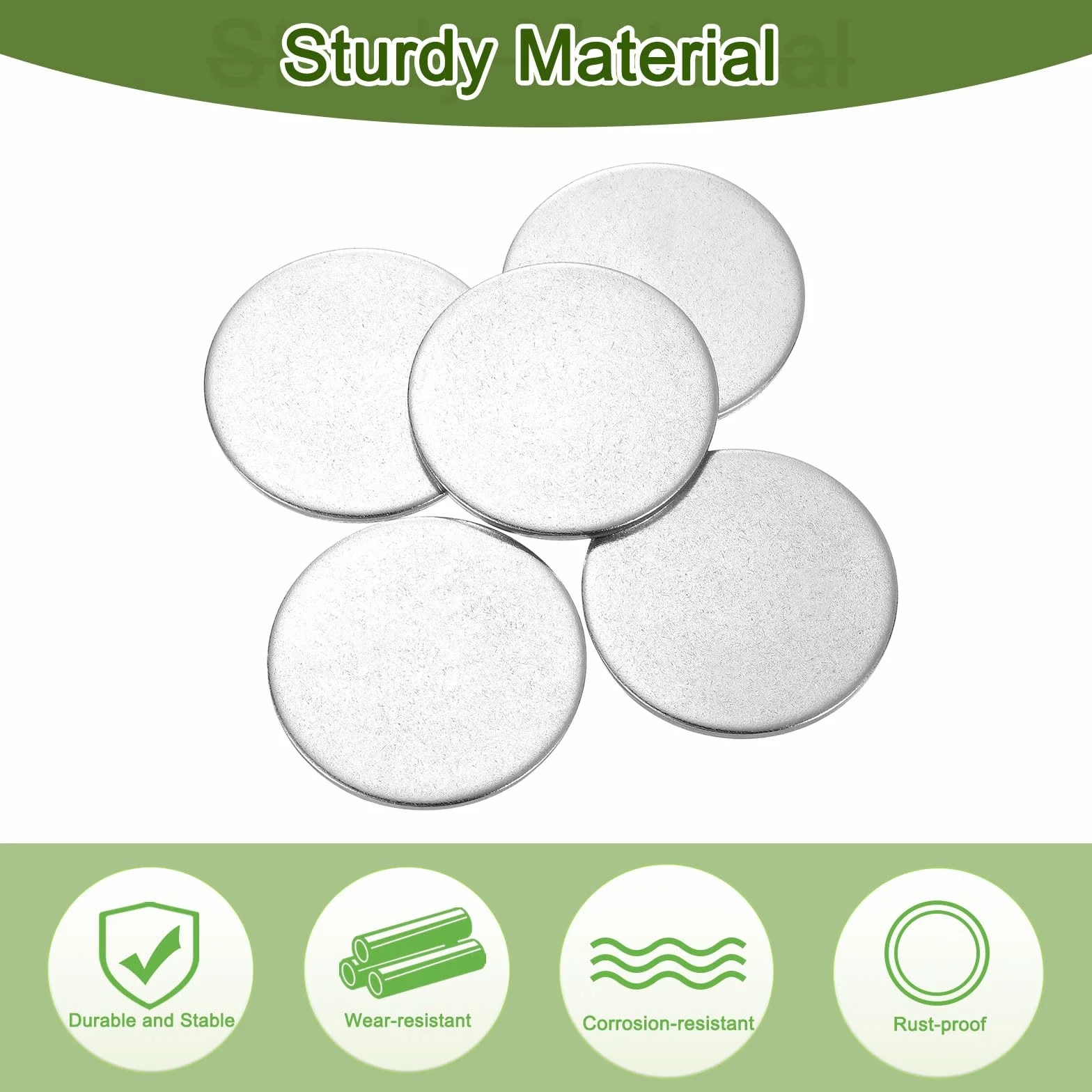 QUARKZMAN 5 sztuk dysków ze stali nierdzewnej, średnica 48 mm, grubość 4 mm, stal nierdzewna 304, płaska, okrągła, okrągła, okrągła, do rzemiosła, tłoczenia i produkcji biżuterii