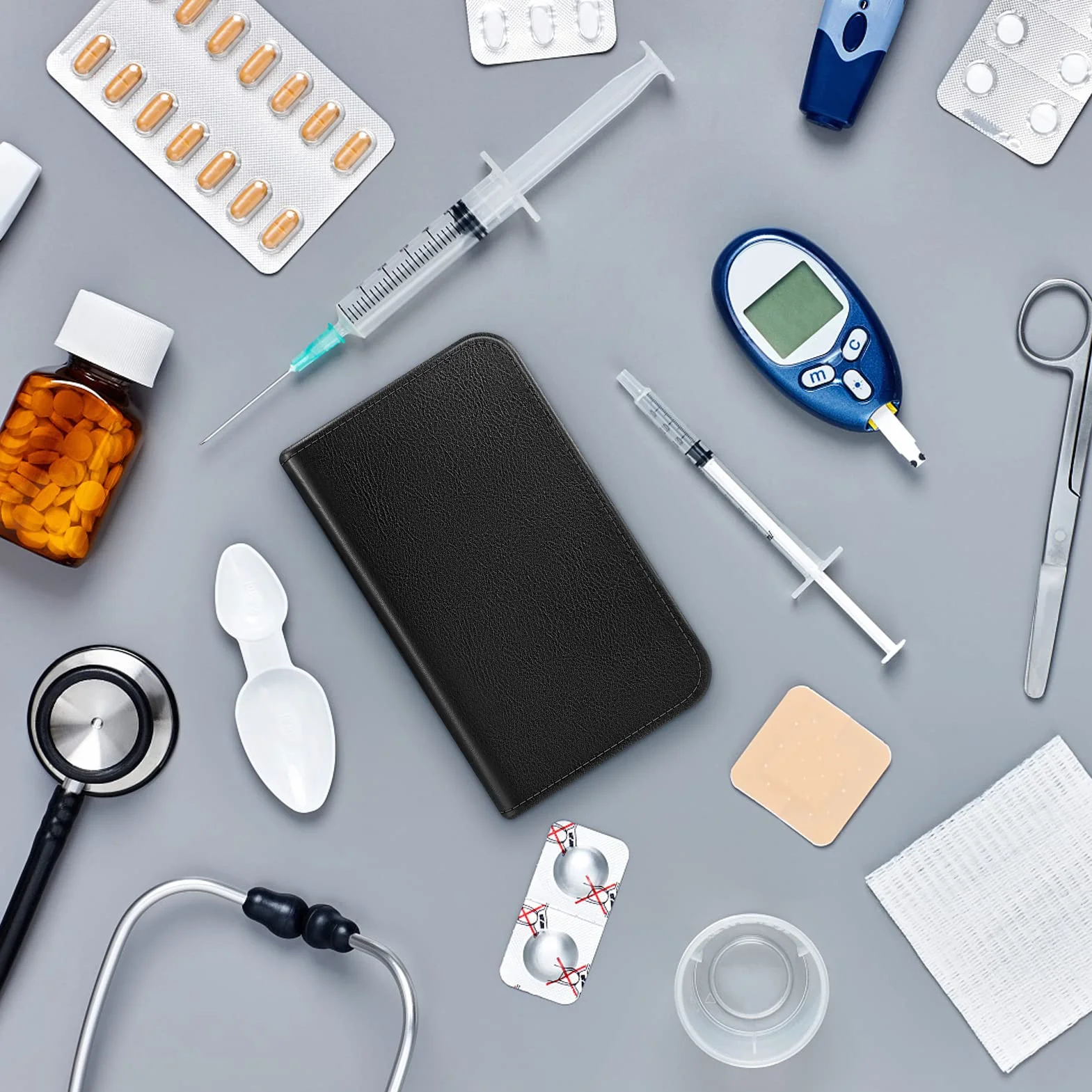 MEDMAX Etui ochronne ze skóry PU do Omnipod Dash PDM (Personal Diabetes Manager), lekka torba do przechowywania cukrzyków, (czarne)