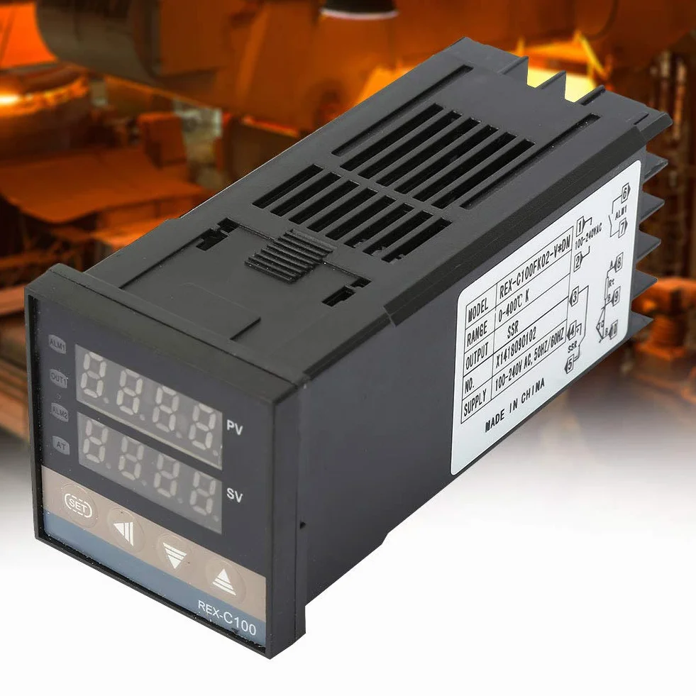 Cyfrowy regulator temperatury PID z SSR 25A, termopara M6 K 1m, 0-400°C, AC110-240V