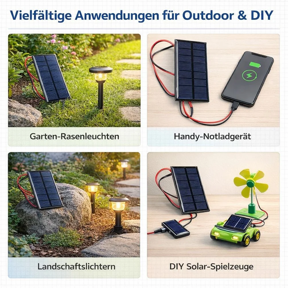 3 sztuki 1 W DC moduł solarny 6 V ogniwo słoneczne z polikrzemu Mini panel solarny, ładowarka solarna zewnętrzna Mini instalacja solarna z modułami z 30 cm kablem, ogniwo słoneczne 6 V panel solarny