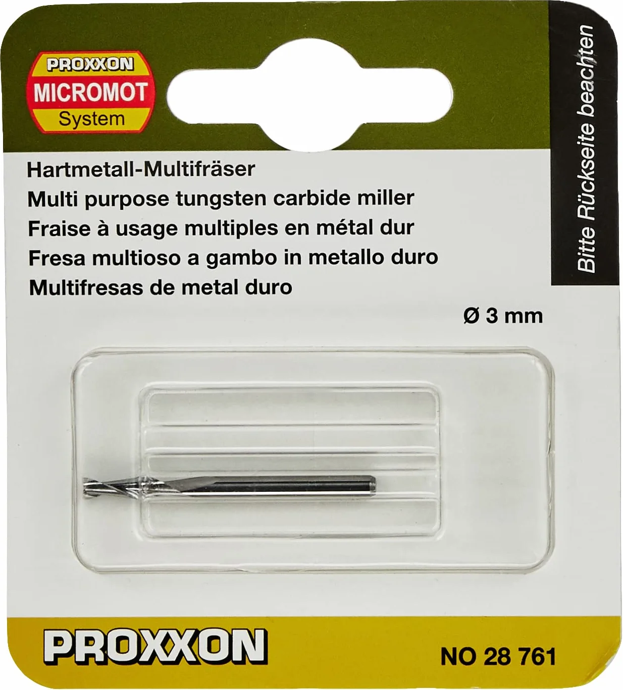 Proxxon 28761 frez z twardego metalu Ø 3 mm do stali, szkła, trzpienia płytek Ø 3 mm
