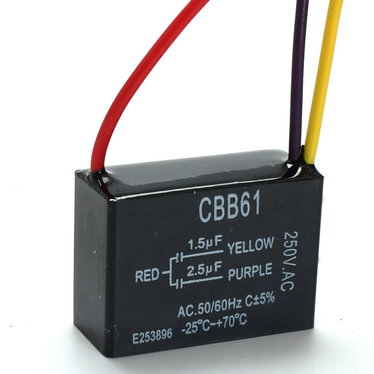 Cbb61 wentylator sufitowy 1,5 UF + 2,5 UF, 3 przewody, 250 V, kondensator, 3 przewody