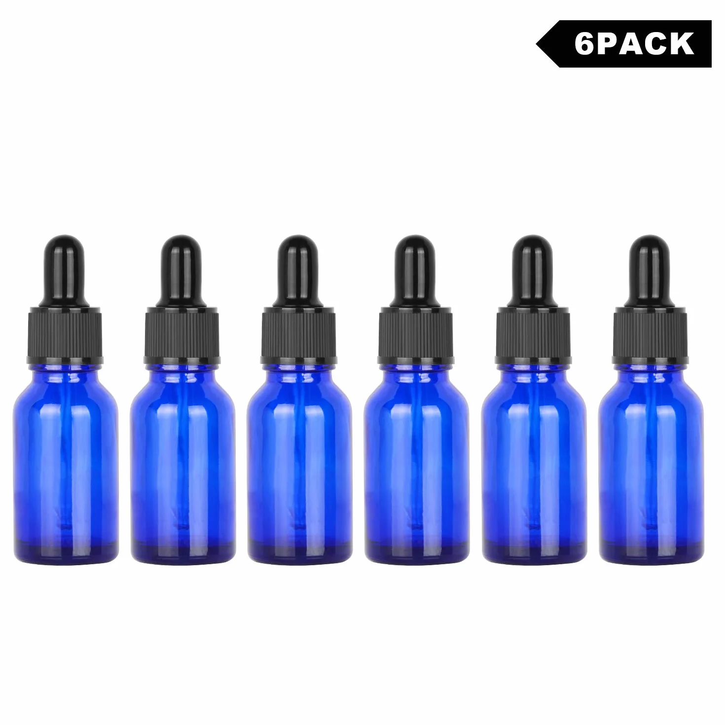 Szklane Butelki z Kroplomierzem 15 ml Niebieski Zestaw 6 Sztuk