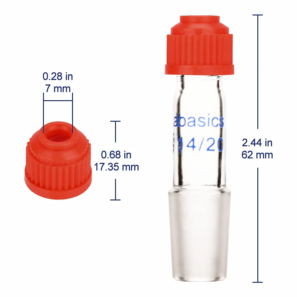 Labasics Adapter wlotowy termometru z przegubem wewnętrznym 14/20, wysokość 80 mm, do aparatów destylacyjnych (złącze 19/22)