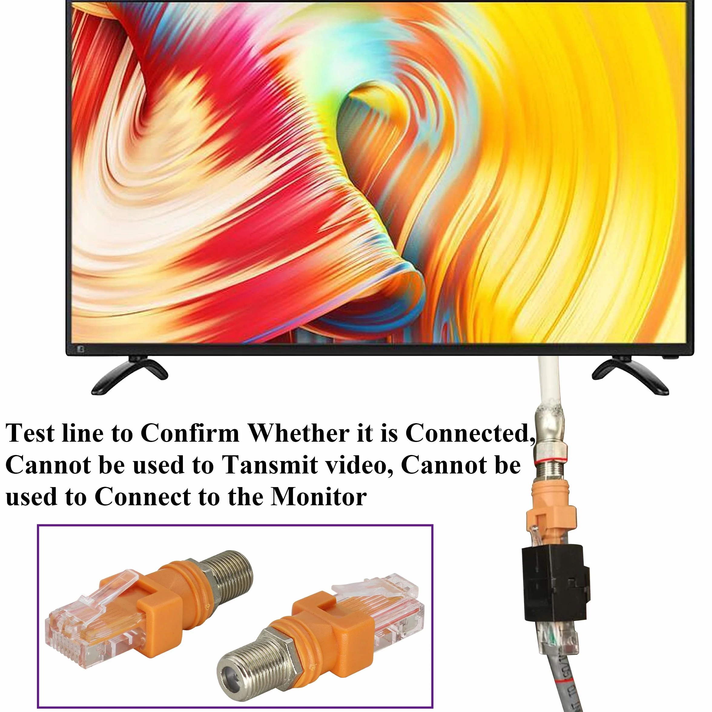 Adapter koncentryczny beczki RF żeński na RJ45 męski Ethernet, konwerter RF na RJ45 do większości testerów linii, detektora linii, wyszukiwarki linii i innych urządzeń wykrywających. (2
