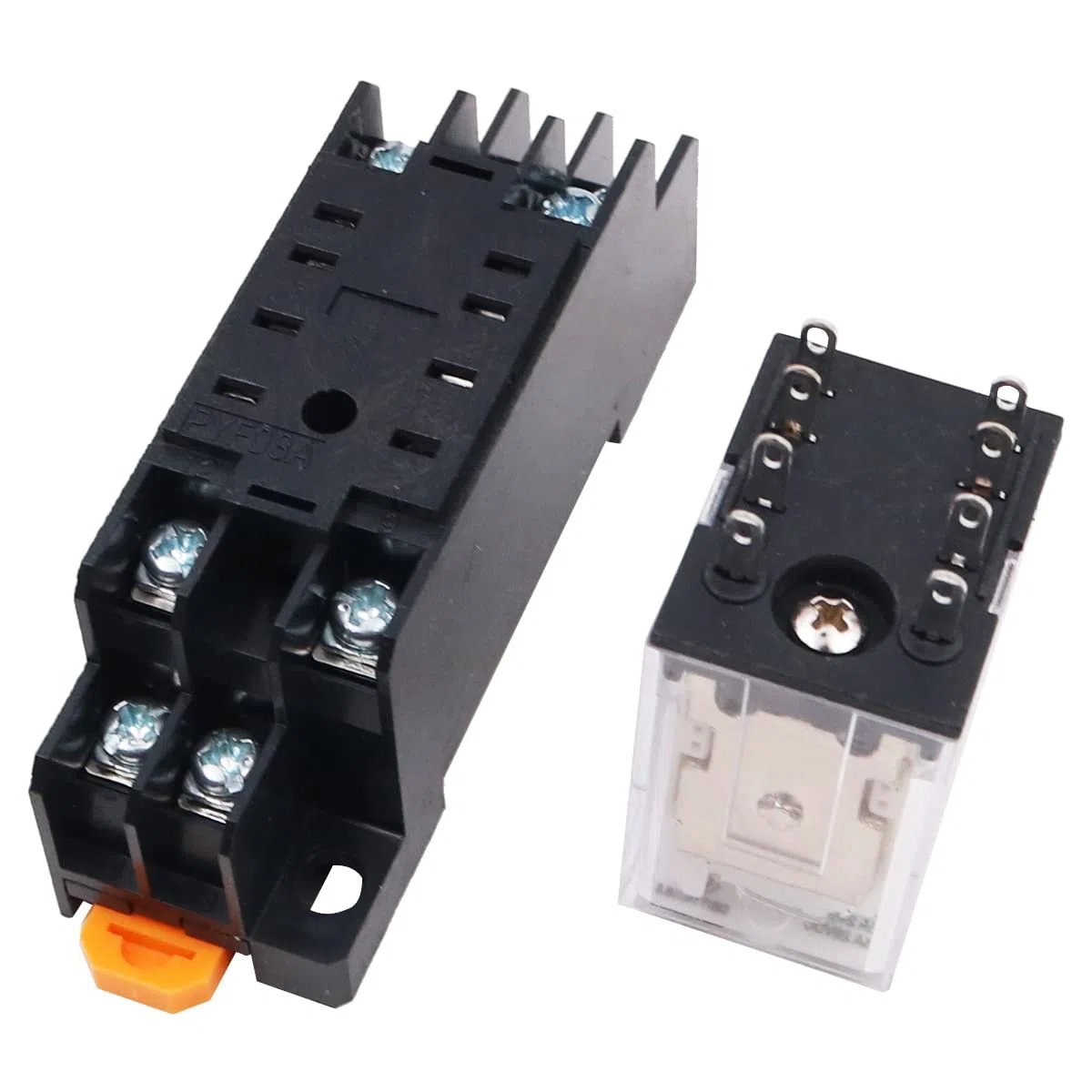 WANGCL 2 szt. Mini przekaźnik DC 12 V przełącznik elektromagnetyczny 8-pinowy przekaźnik DPDT 2NO+2NC ze wskaźnikiem LED podstawy gniazda