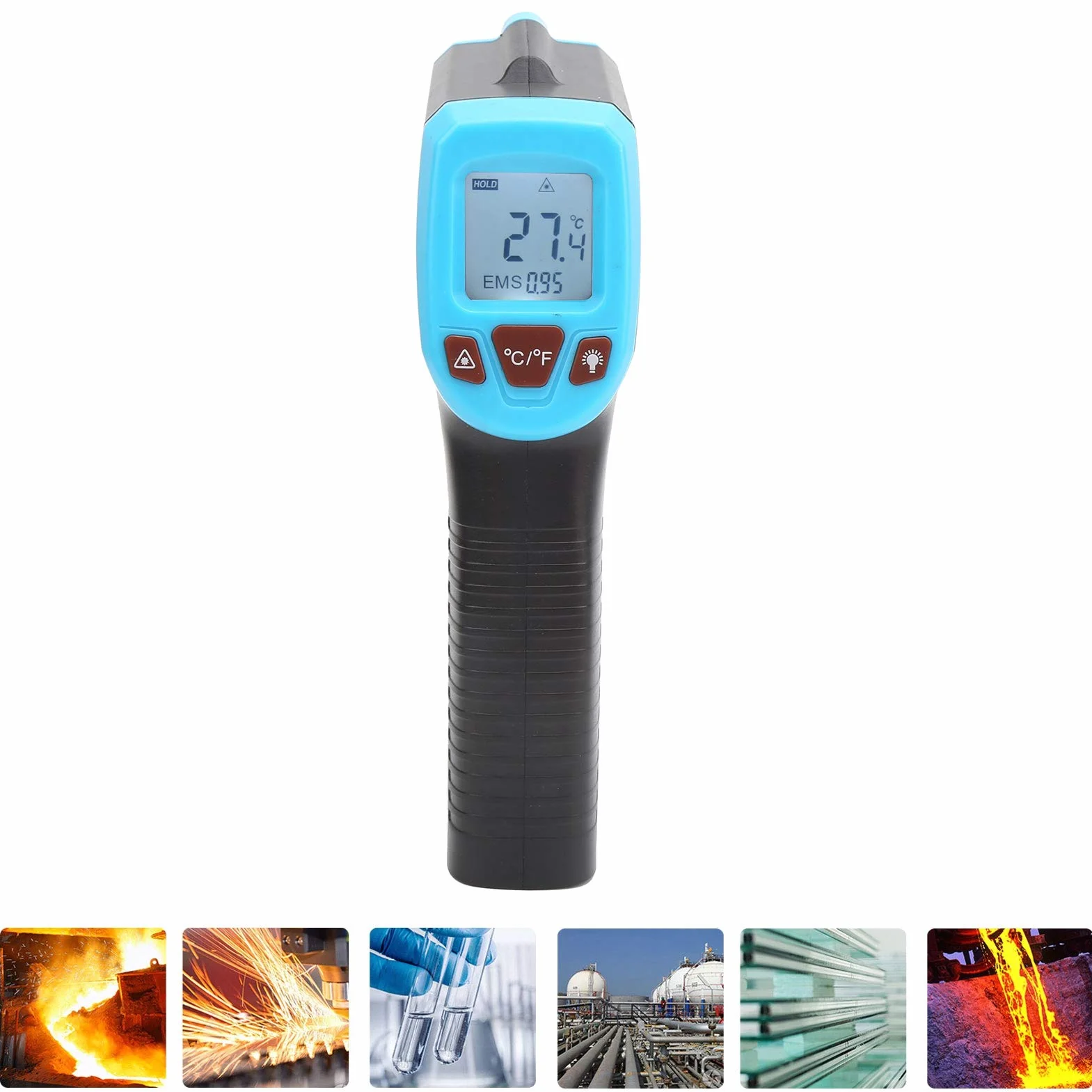 Termometr na podczerwień Gm320S pistolet termiczny z wyświetlaczem LCD -50 do 600°C niebieski