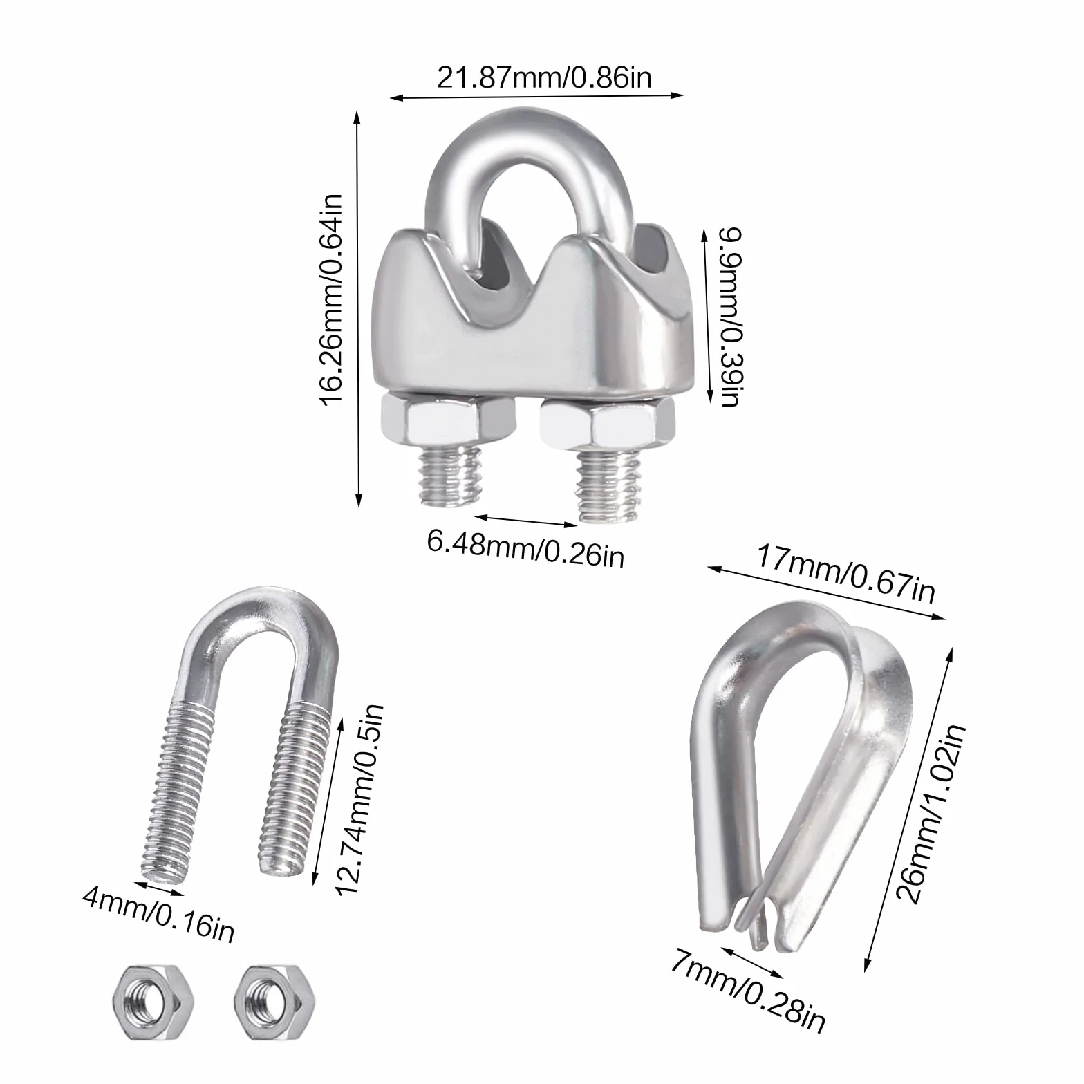 15 sztuk zacisków linowych 4 mm zestaw zacisków linowych ze stali nierdzewnej M4 4 mm zacisk do liny drucianej 4 mm linka druciana zacisk do liny drucianej