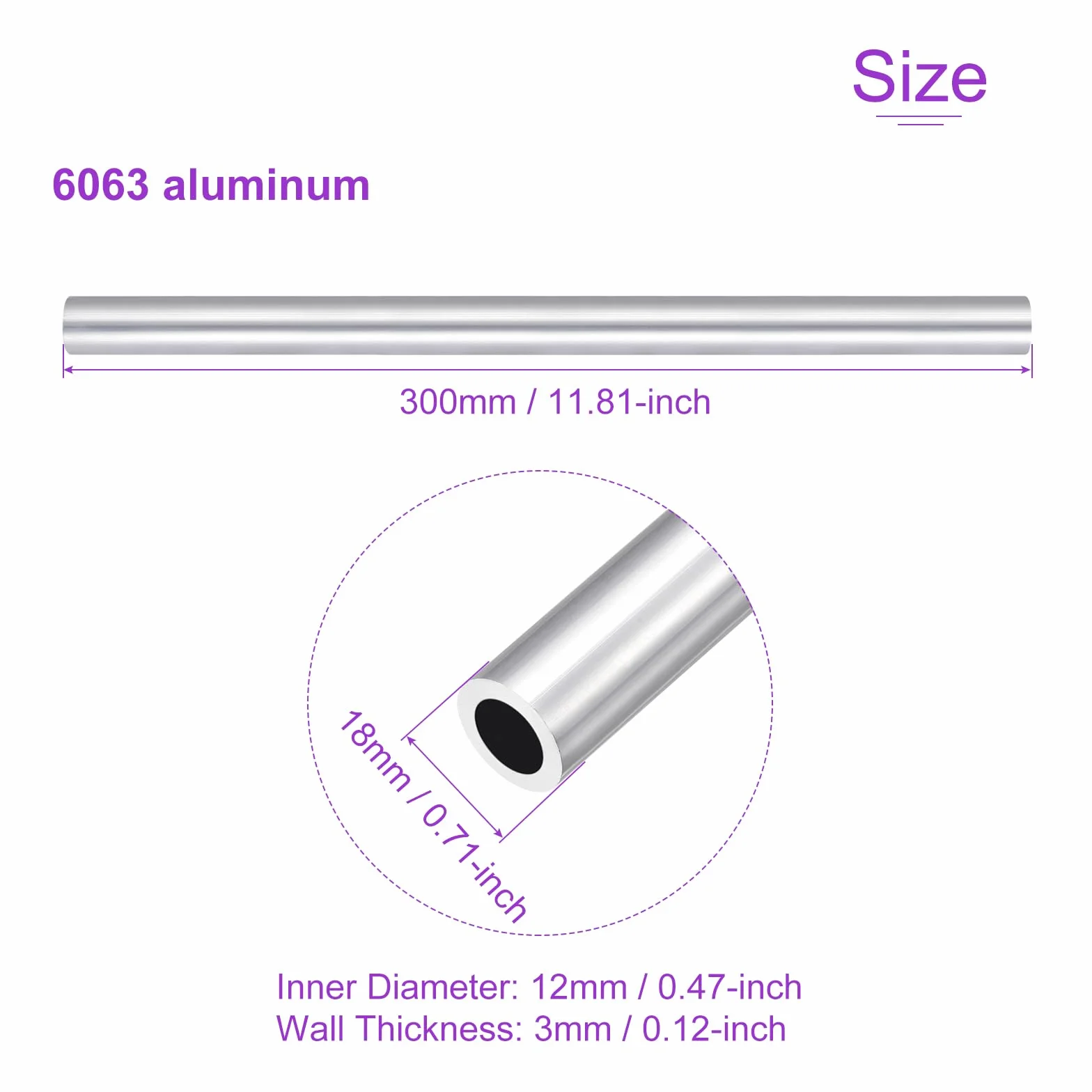 DMiotech (18 mm średnica zewnętrzna x 12 mm ID) 6063 aluminiowa okrągła rura o długości 300 mm przemysłowe metalowe rury do budowy ram maszyn projekty DIY
