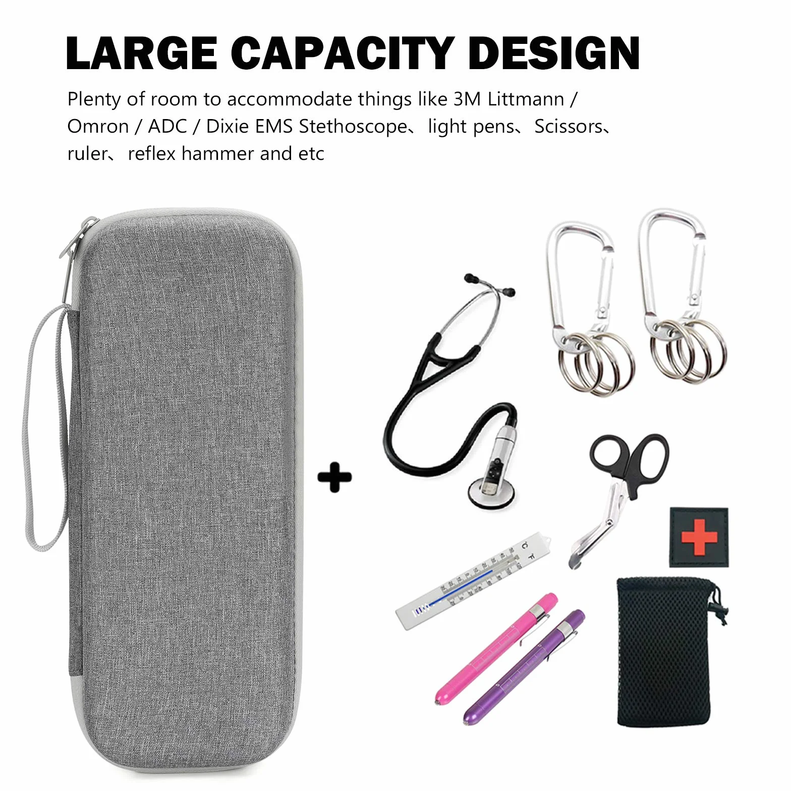 ProCase Futerał na stetoskop Littmann Classic/ADC/Dixie EMS, torba lekarska szary