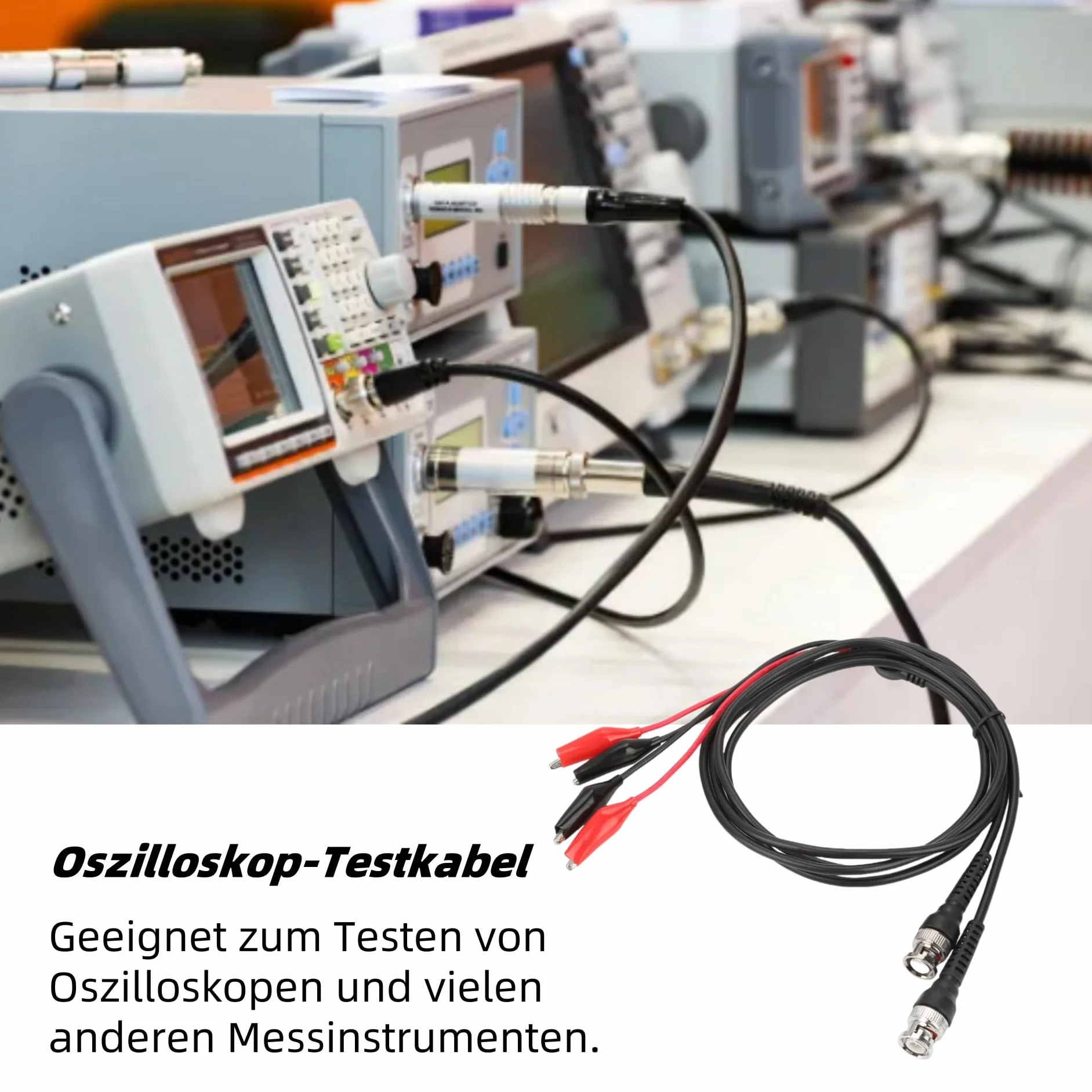 Podwójny Kabel Sondy Testowej z Podwójnym Oscyloskopem ze Złączem BNC Q9 i Klipsami Krokodyli - Solidny Kabel Koncentryczny 50 Ω do Pomiaru Wideo i Audio - Zestaw 2, Czerwony i