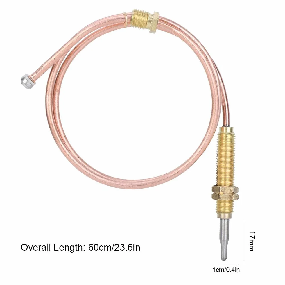 DEWIN Termoelement, termoelement gazowy M8, ogrzewanie gwintowane, sonda 600 mm do akcesoriów do grilla kominkowego