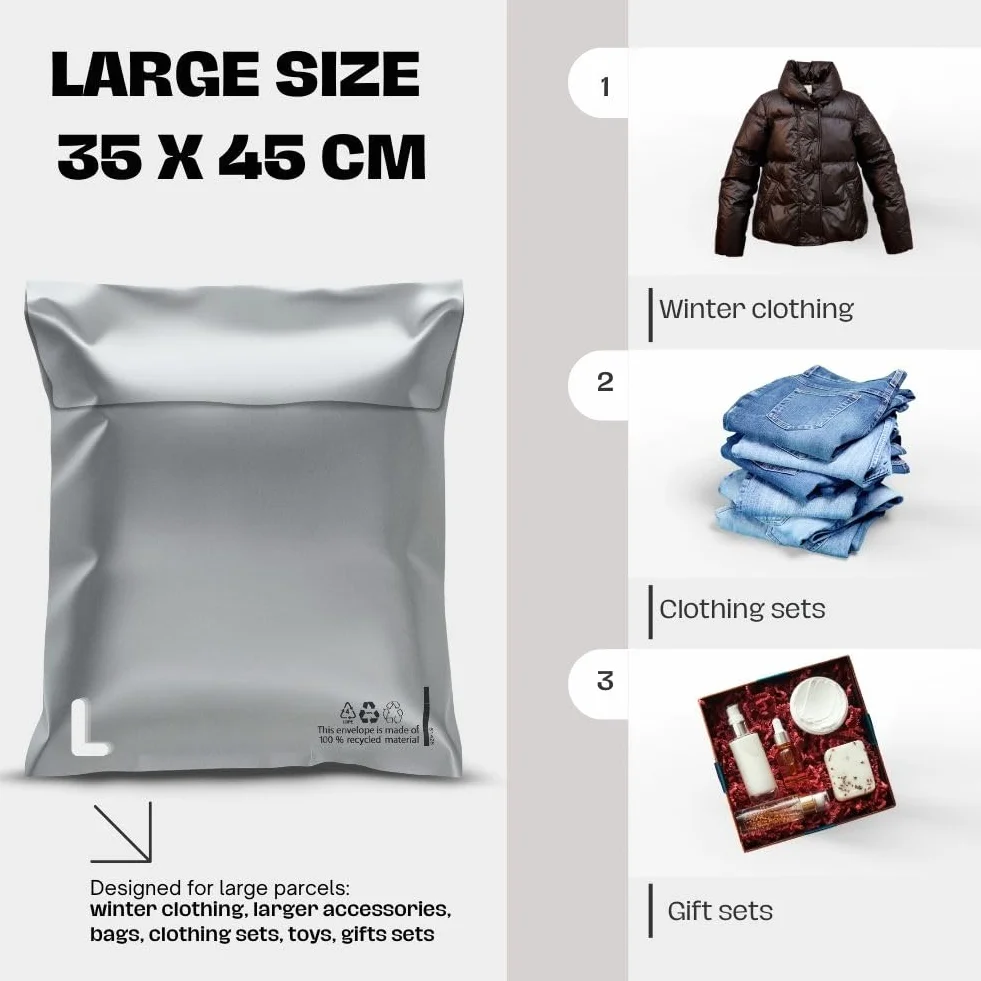 RAGO® Plastikowe torebki wysyłkowe I foliopaki M-10 sztuk, L-10 sztuk, XL-10 sztuk, torebki wysyłkowe, samoprzylepne i nieprzejrzyste, plastikowe torebki zamykane I idealne do Vinted