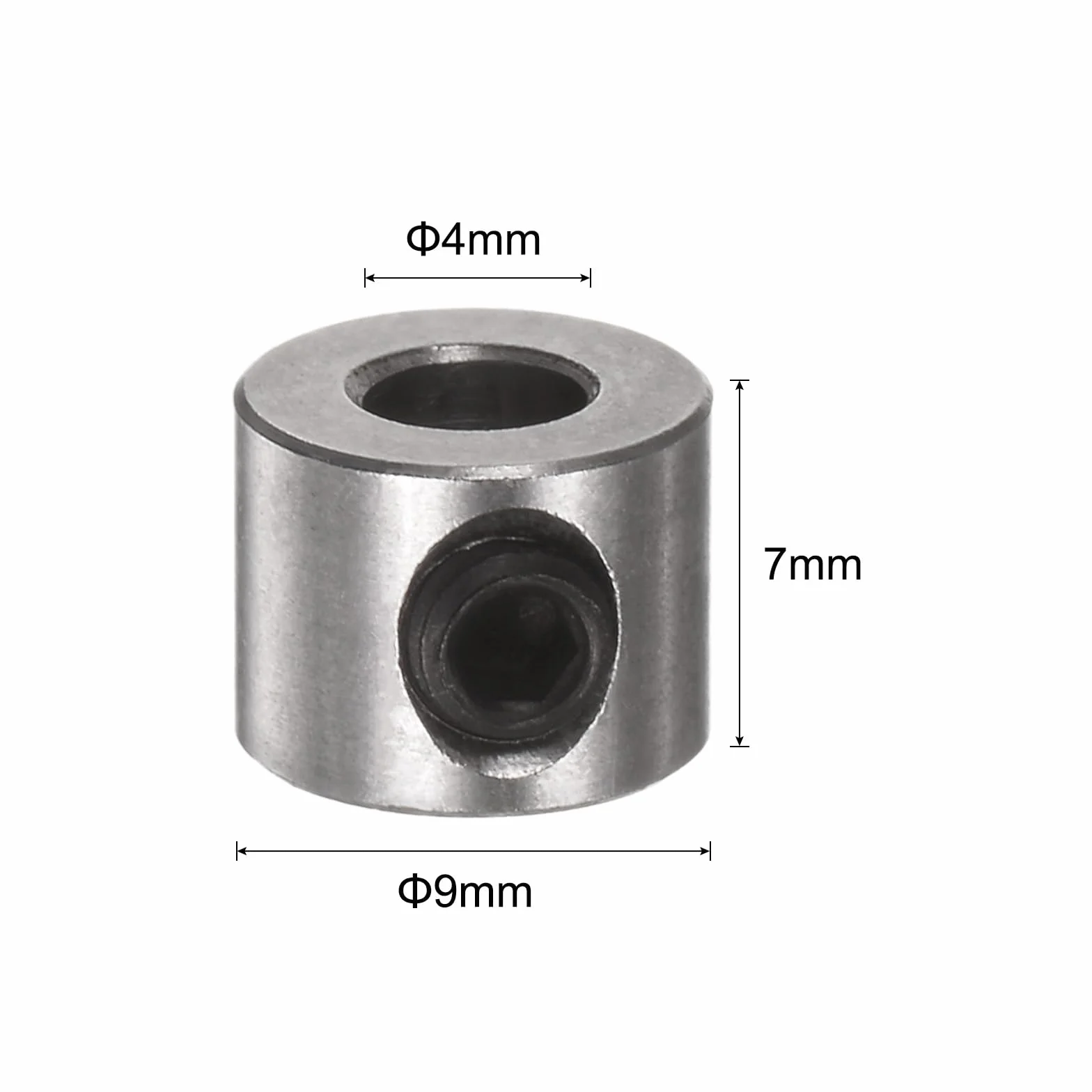 sourcing map 10-częściowy zestaw kołnierzy śrubowych 4 mm otwór kołnierz ze stali nierdzewnej, średnica zewnętrzna 9 mm, szerokość 7 mm, kołnierz koła