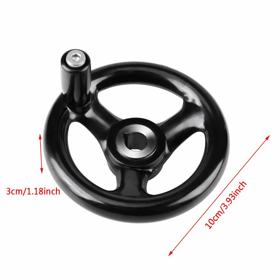 Broco Koło ręczne, 1 szt. 12 * 100 mm czarne okrągłe 3 szprychy młynek ręczny bakelit plastikowa tokarka izolacyjna ręczna antypoślizgowa do tokarki narzędzie do frezowania tokarki