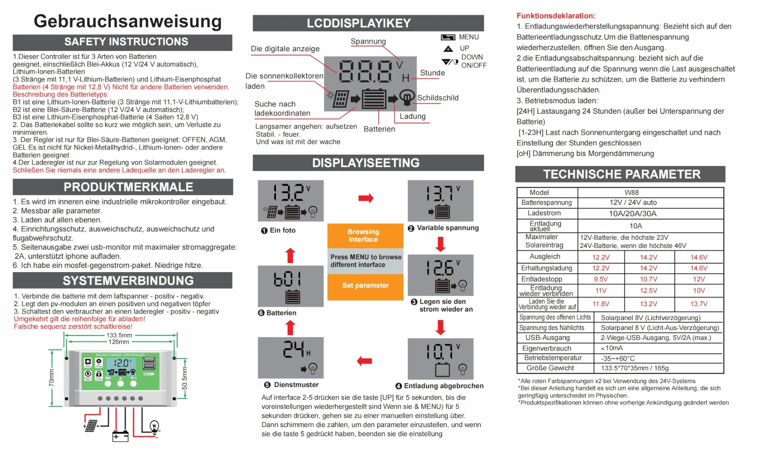 Regulator ładowania słonecznego, PWM 12 V, regulowany wyświetlacz LCD do Life-PO4, żel ołowiowy, kwas litowy, 2 porty USB, konwerter słoneczny 30 A