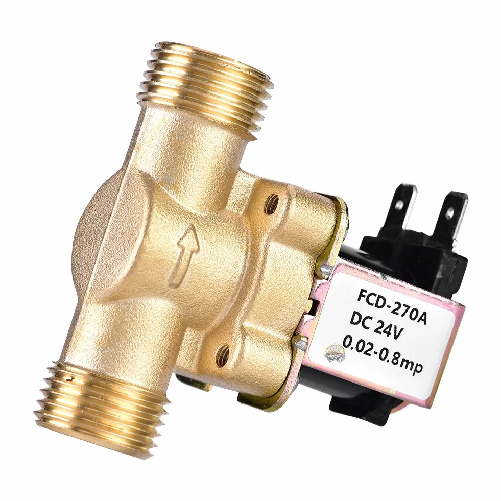 Zawór elektromagnetyczny 24 V DC 1/2 "Elektrozawór wody, normalny Zamknięty elektryczny zawór elektromagnetyczny wykonany z mosiądzu do sterowania wodą