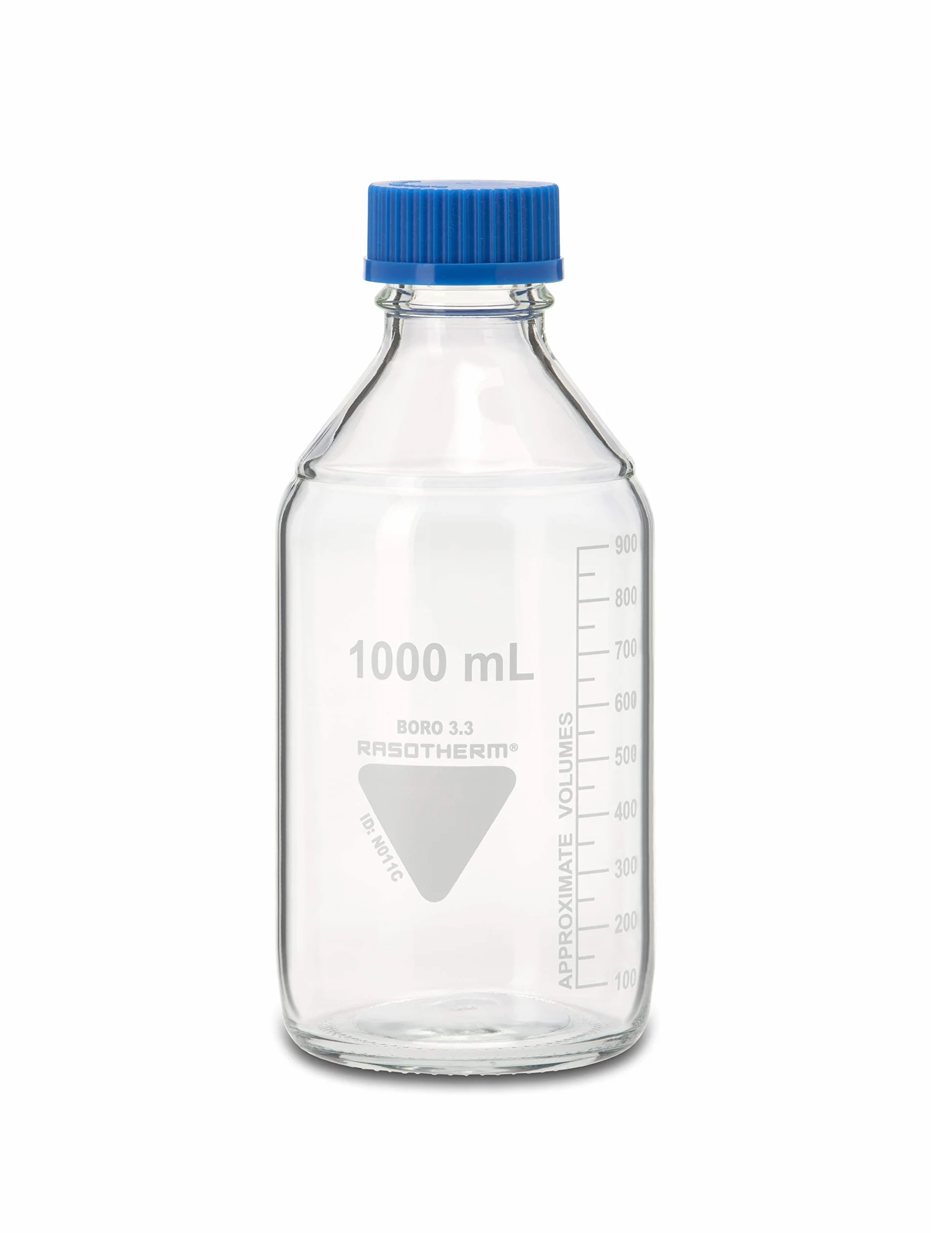 RASOTHERM butelki laboratoryjne Boro 3.3 GL45 niebieska zakrętka 1000 ml