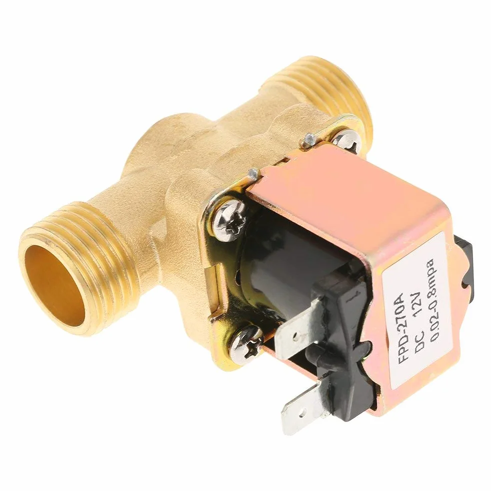 Mosiężny zawór elektryczny normalnie zamknięty 1/2 cala DC 12 V 0,02-0,8 MPa