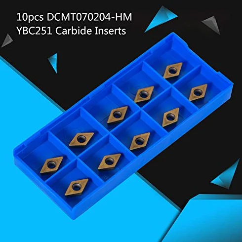 CNC Milling Bits Set of 10 Diamond Shape Carbide Insert Cutters DCMT070204 HM YBC251