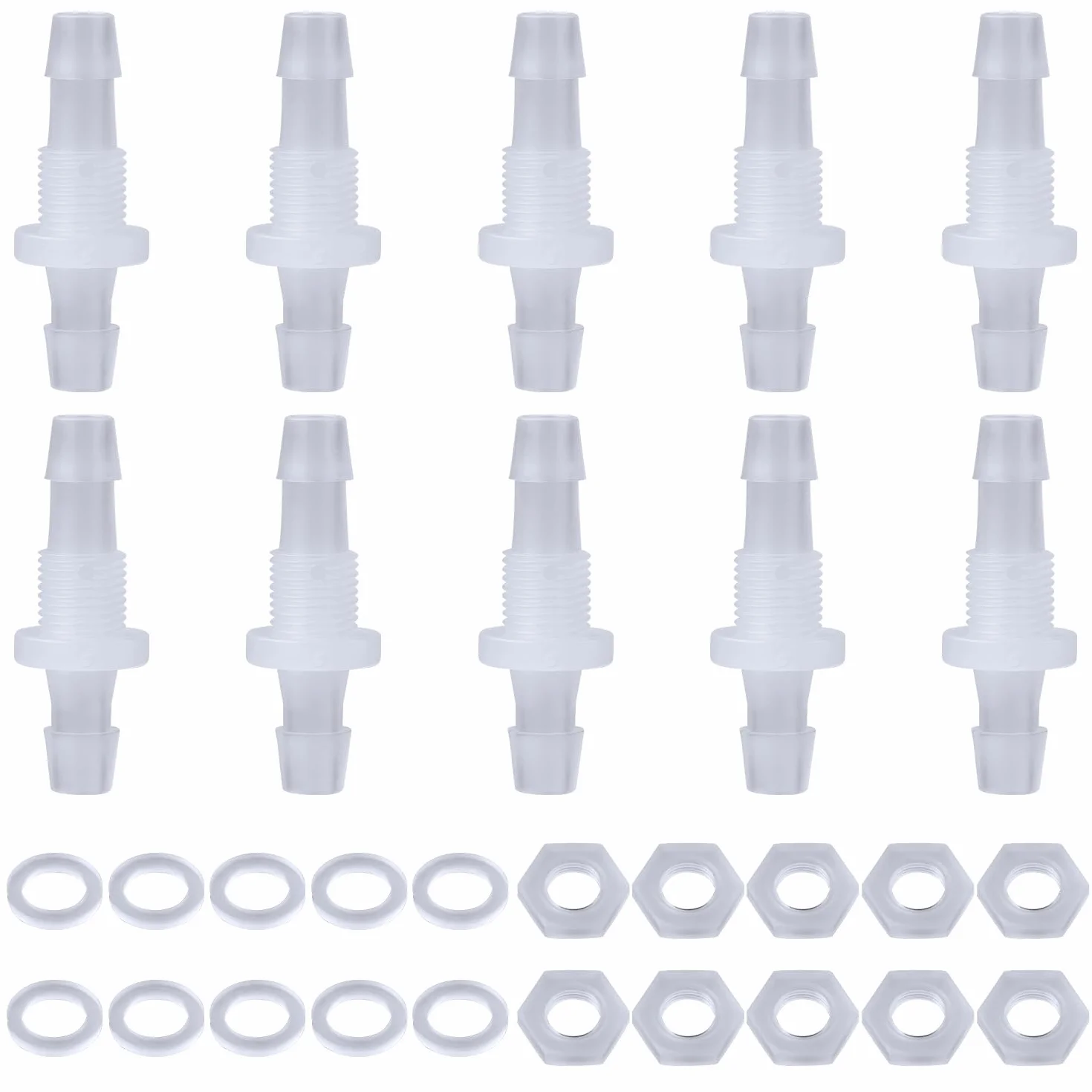10 Paczek 6mm Thru-Bulk Bulkhead Fittings Plastikowe Zlaczki do Wezy Plastikowe Zlaczki do Rur do Akwarium Ogrodu Laboratorium