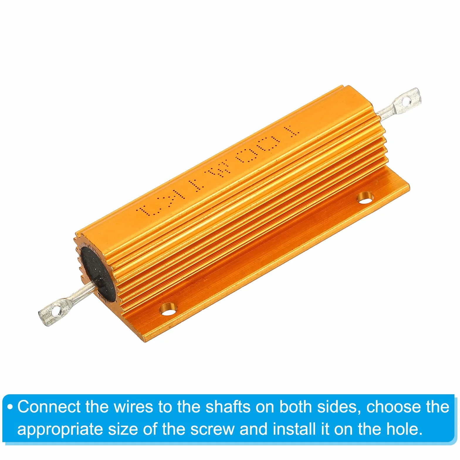 PATIKIL 2 sztuki 100W 1K Ohm aluminiowa obudowa rezystor obudowa drut rezystory śruba zacisk rezystor mocy złoty odcień
