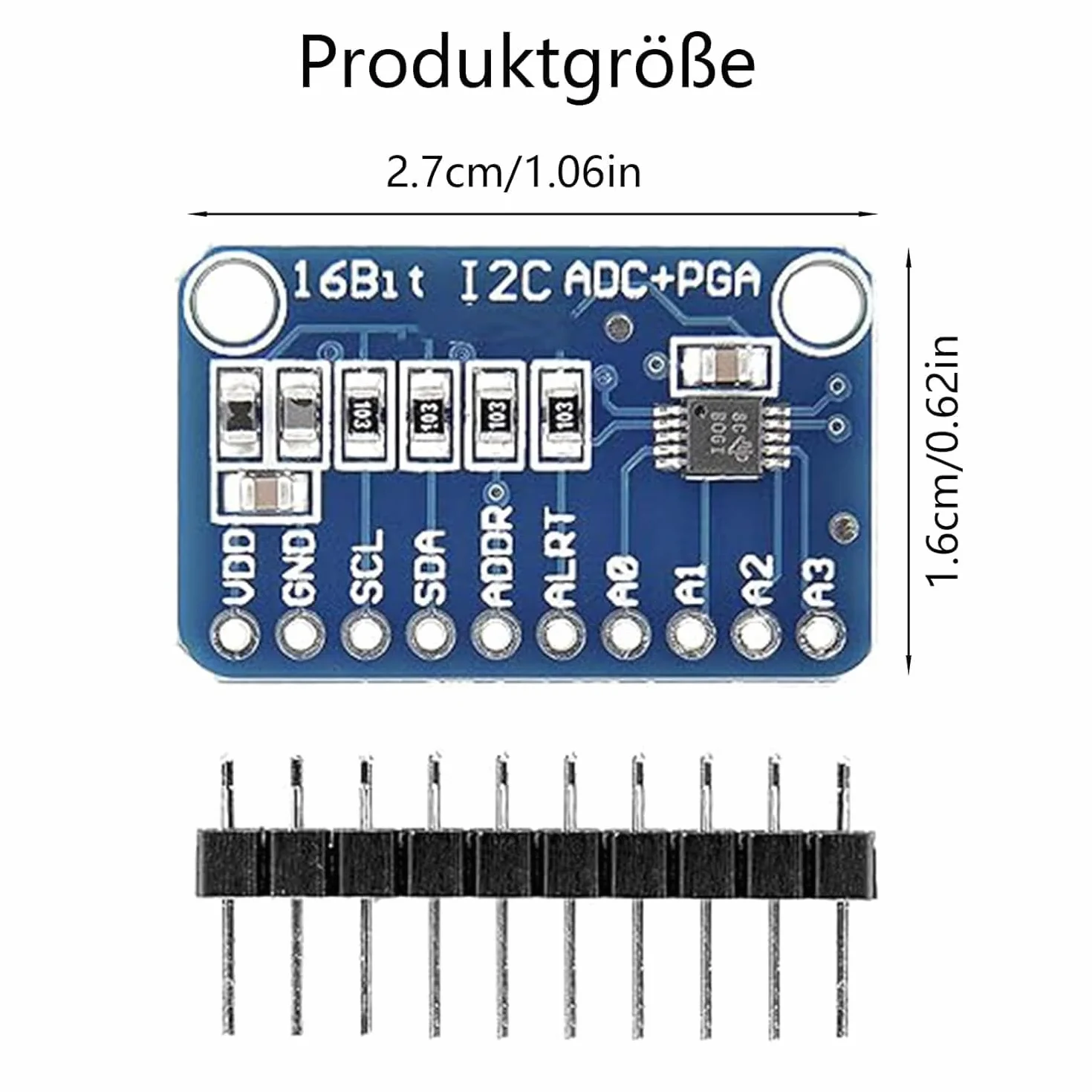 3 szt. ADS GERUI-1115 (16-bitowy) konwerter analogowy ADC development board module, low power consumption (20uA), może być używany na wykrywaniu prądu i przenośnych instrumentów o niskiej prędkości