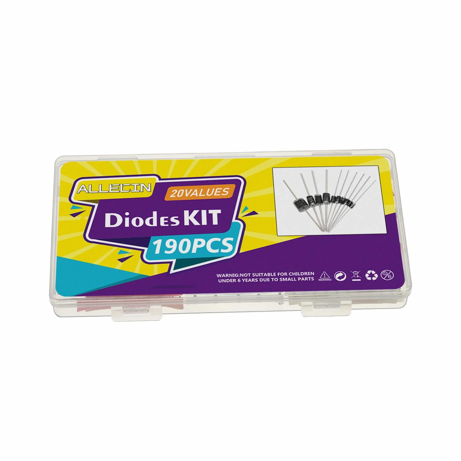 20Values Diodes Kit 1N4001 1N4002 1N4003 1N4004 1N4005 1N4006 1N4007 1N4148 1N5404 1N5406 1N5408 RL207 UF4007 FR107 FR207 1N5817 1N5819 1N5822 15SQ045 10A10 Rectifier Schottky Diode Assortment