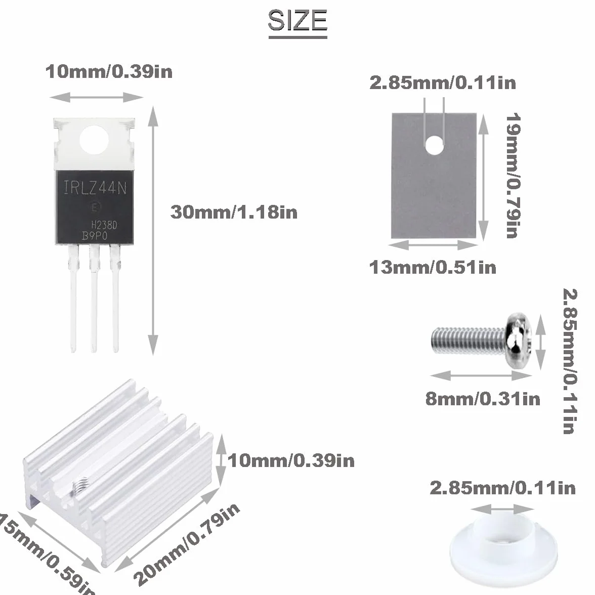 20 sztuk tranzystor IRLZ44N tranzystor Mosfet IRLZ44NPBF N-Channel TO-220AB 30A 55V 3Pin Międzynarodowy prostownik z radiatorem z gumową podkładką silikonową