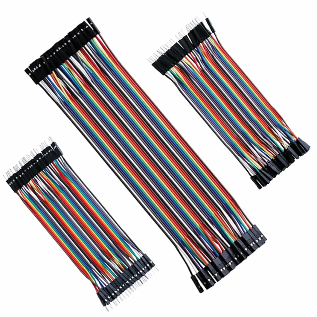 120 pinów Jumper Wire 40 x 10 cm, 40 x 20 cm, męski do żeńskiego, męski do male, żeński do żeńskiego, mostki kablowe 28AWG, mostki druciane do M2M/F2M/F2F Arduino