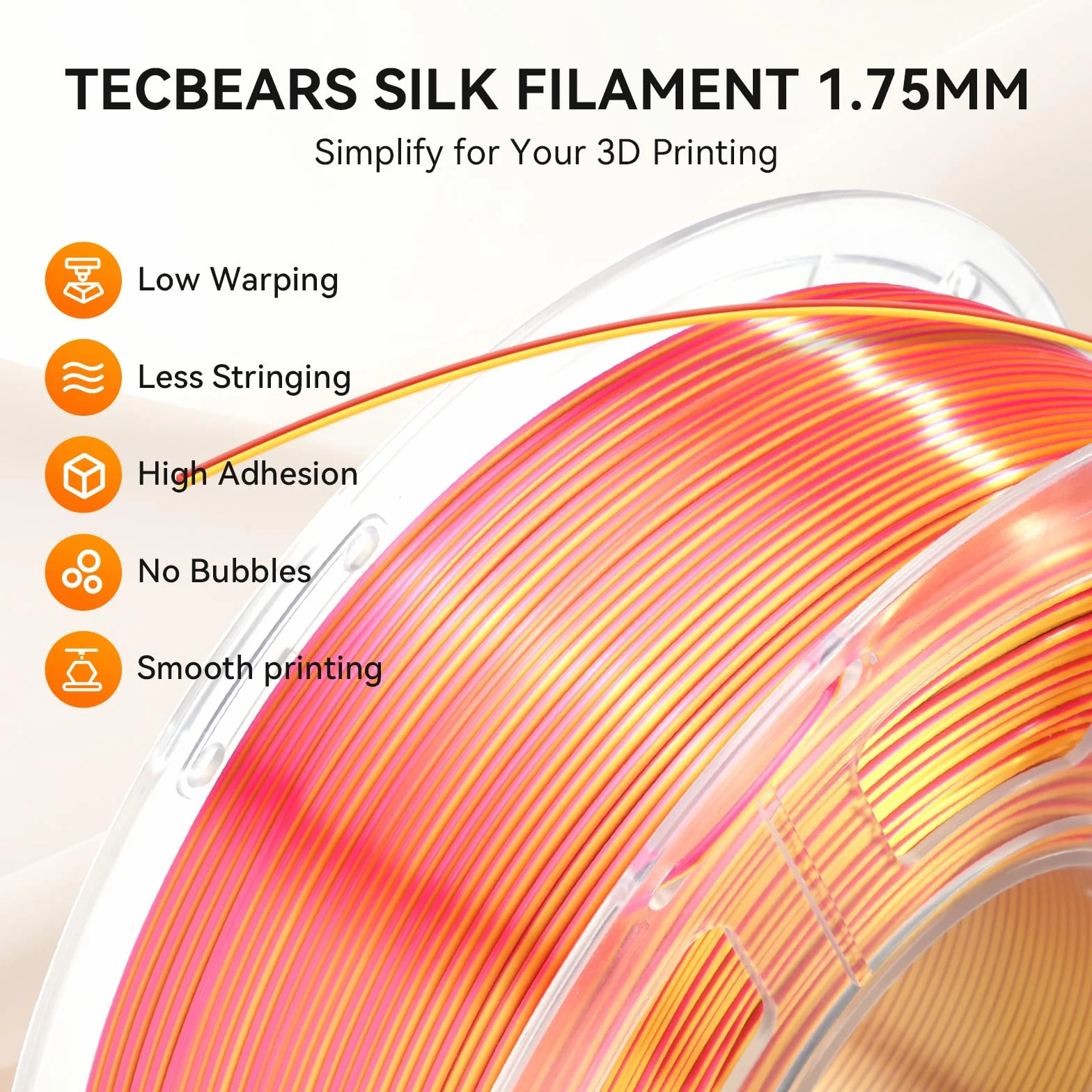 TECBEARS Jedwabny filament PLA 1,75 mm 1 kg, jedwabny dwukolorowy filament PLA do drukarki 3D, z jedwabiście gładkim wykończeniem, dokładność wymiarowa +/- 0,02, szpula 1 kg, czarny niebieski jedwab